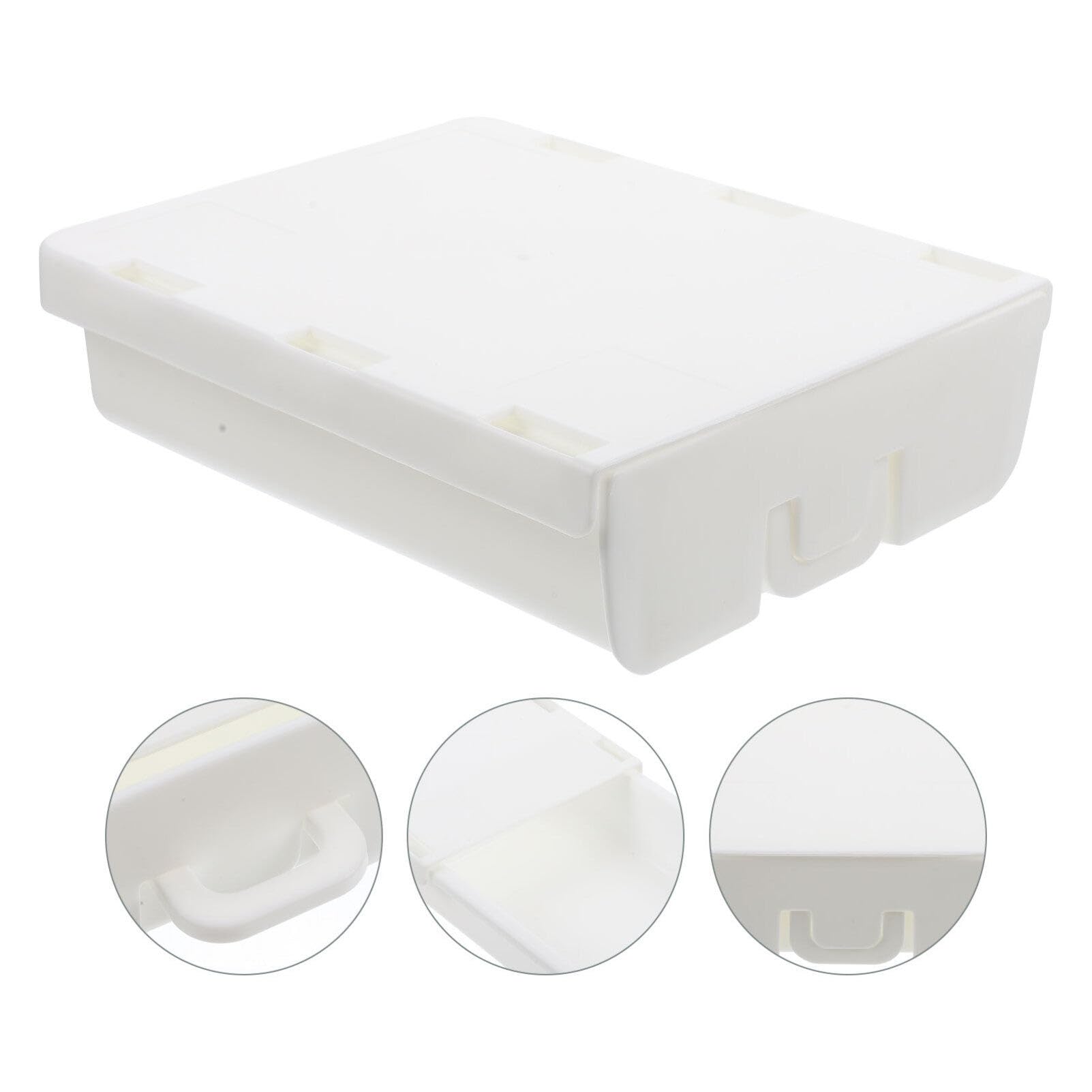Under Desk Storage Drawers - White Plastic Organizer for Kitchen, Office & Home - Perfect for Desk Drawers, Shelves & Table Storage - Space-Saving Solution for Office Supplies, Utensils & Documents