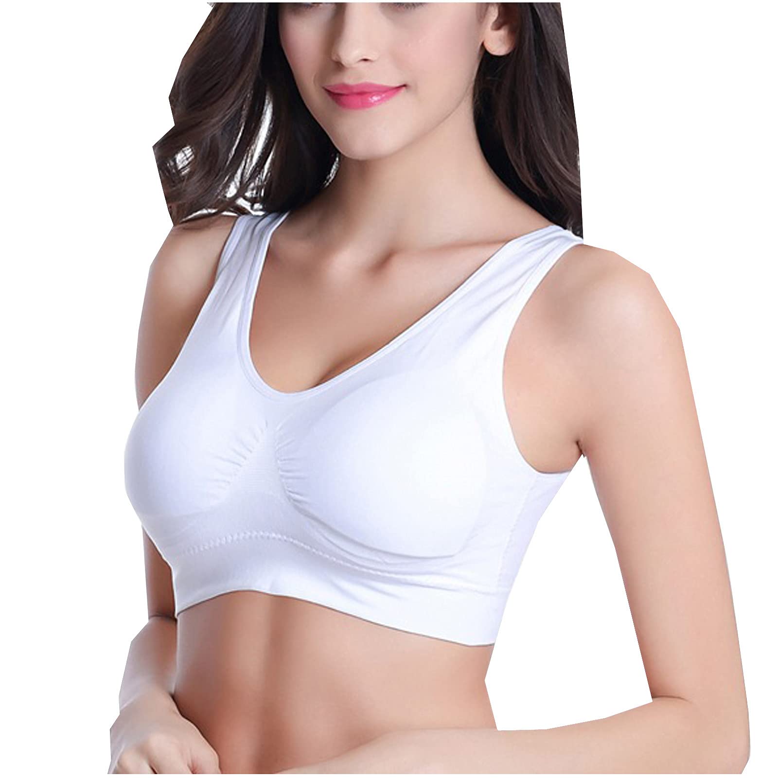 TURWXGSO 5-Pack Women's Seamless Sports Bras - Wireless Yoga Bras with Removable Pads - Comfortable Workout & Gym Essentials for Running, Yoga & Fitness