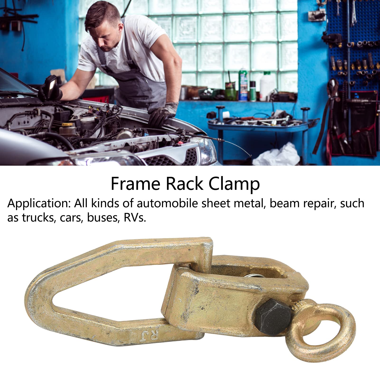 Acouto 2-Way Auto Body Pull Clamp - Self-Tightening Frame Grip for Vehicle Body Repair - Chrome Vanadium Steel Tool - Perfect for Dent Removal & Collision Repair