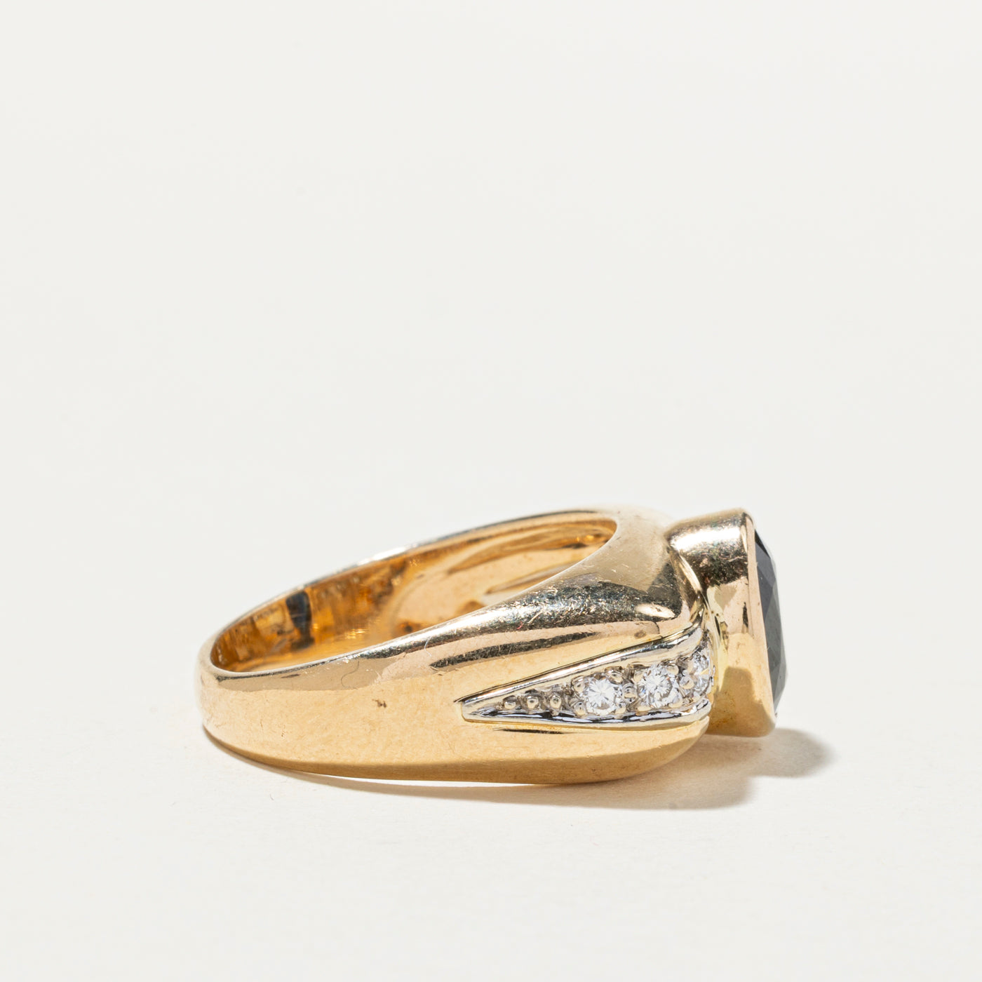 Exquisite Bezel Set Sapphire & Diamond Cocktail Ring - 1.88ct Natural Sapphire & 0.28ctw Diamonds - Size 8 - Perfect for Evening Parties, Weddings & Special Occasions
