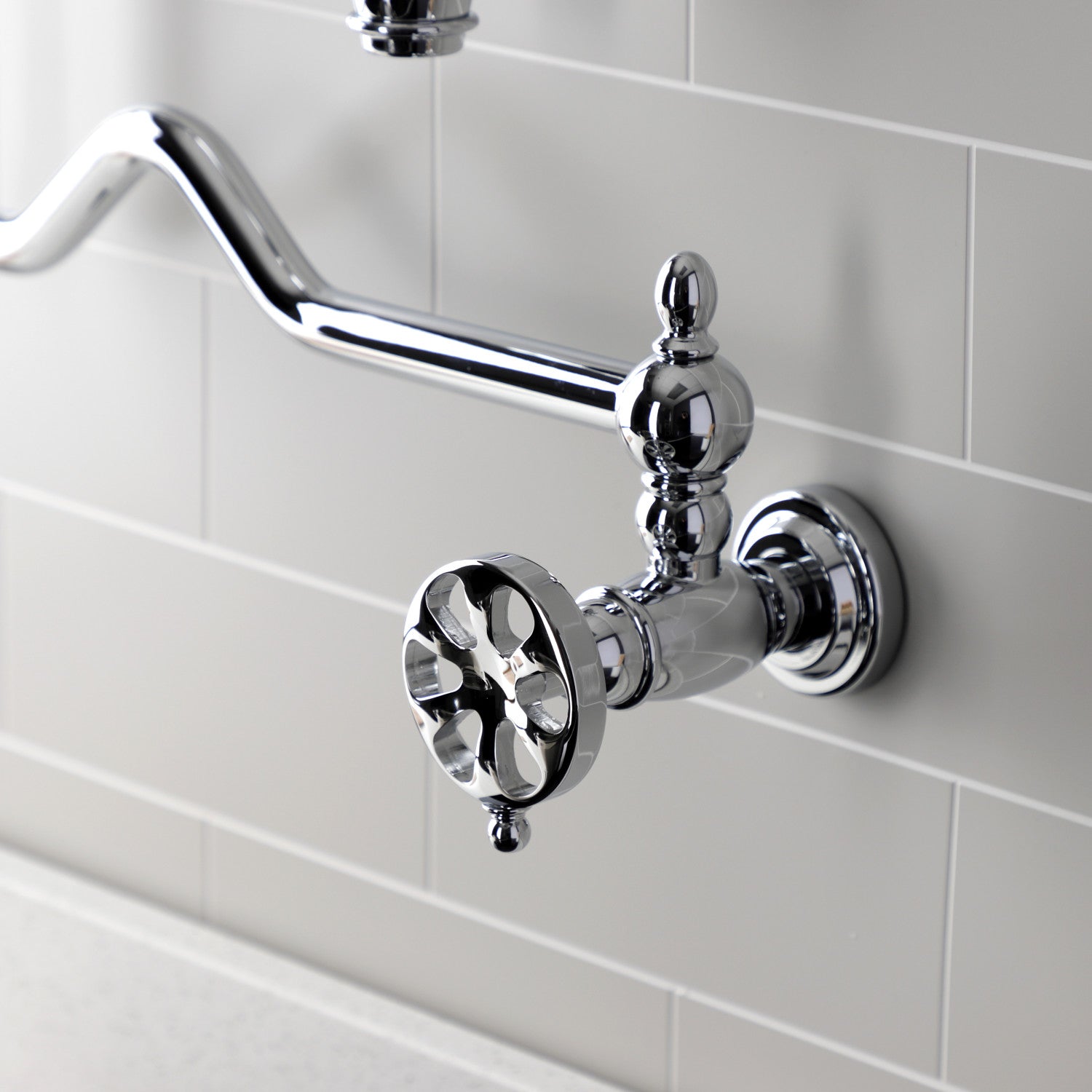 Belknap KS2101RX 2-Handle Pot Filler Faucet - Polished Chrome Finish - Wall Mount Kitchen Sink Faucet for Cooking, Filling Pots & Pasta Making