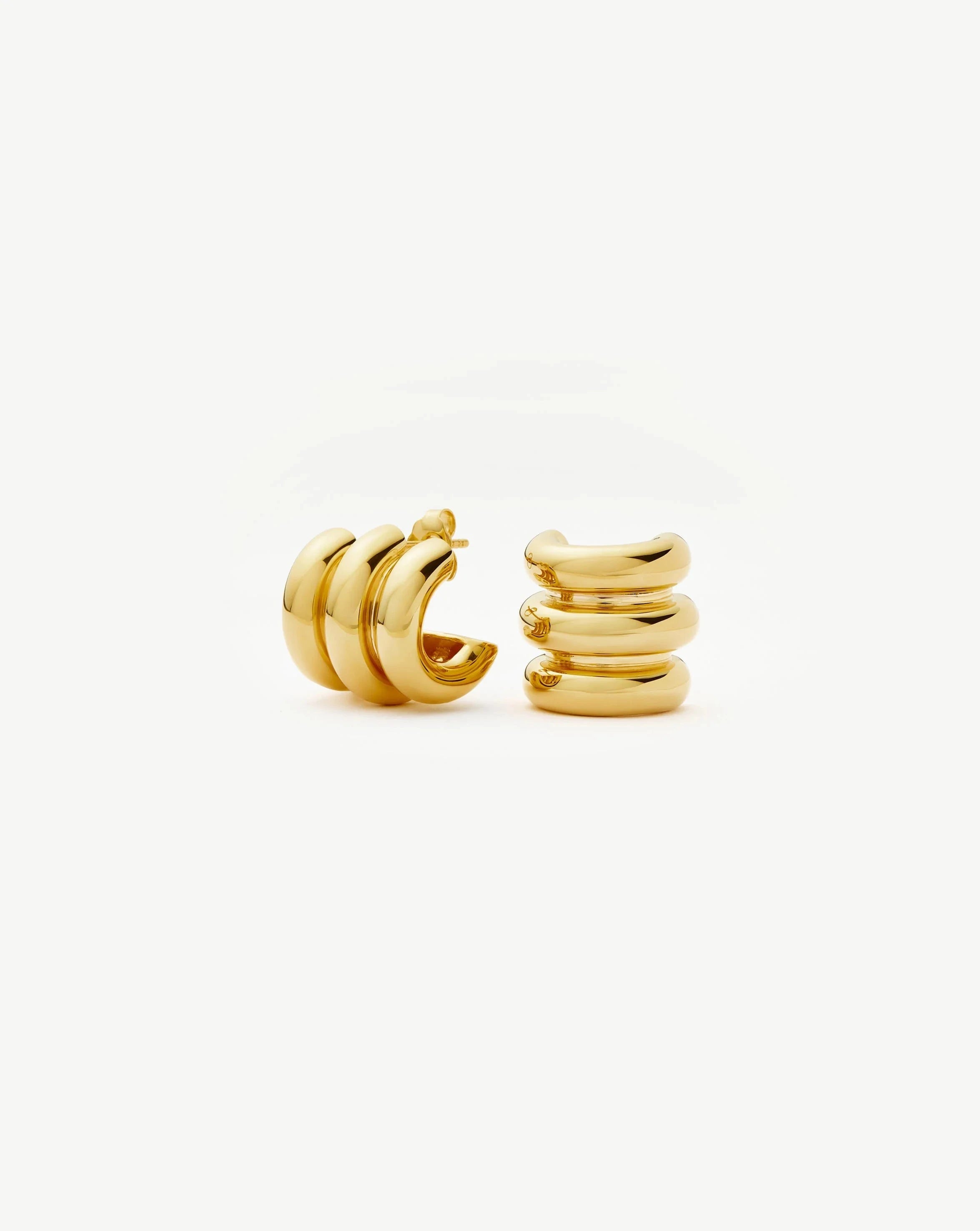 Chubby Triple Small Hoop Earrings for Women - 18k Gold Plated Dainty Earrings | Perfect for Everyday Wear, Date Night & Gift Giving