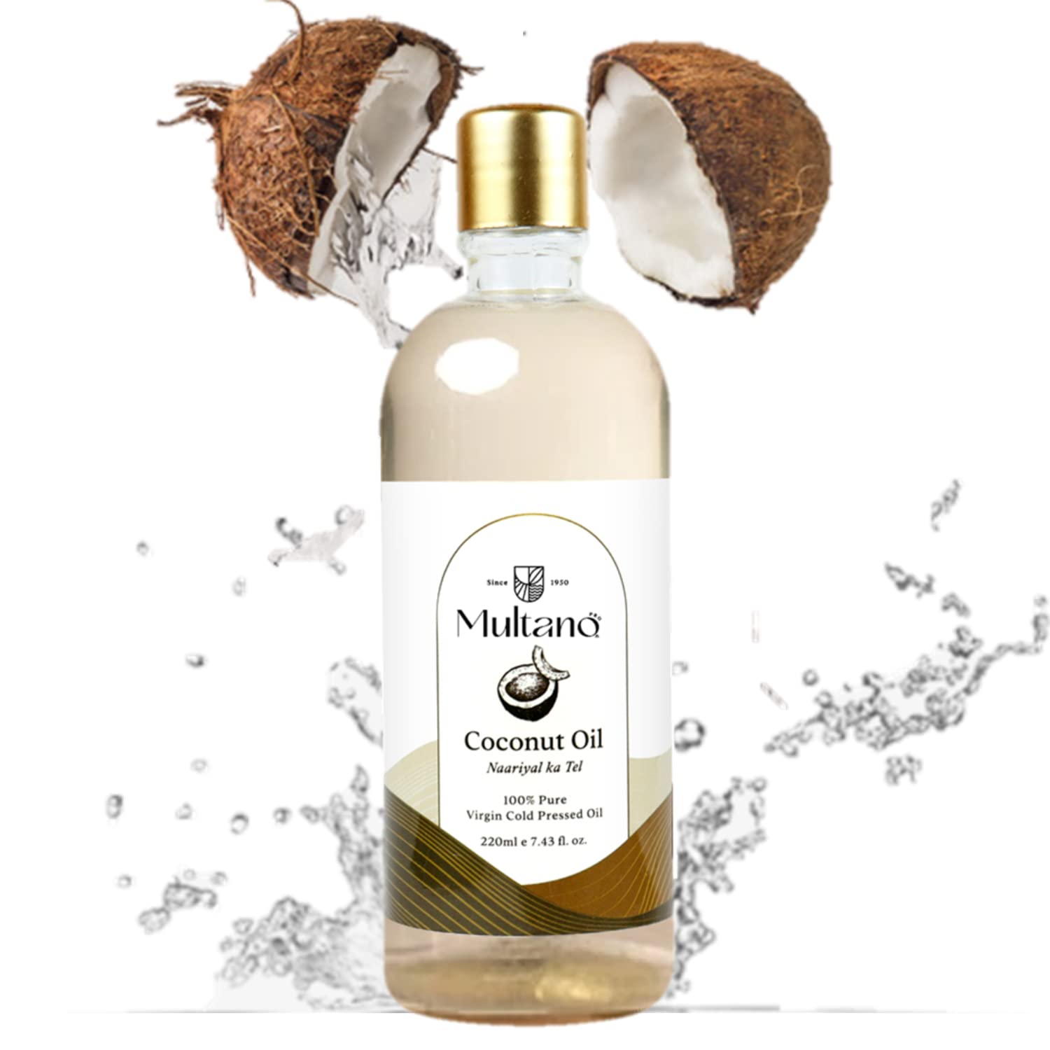 Organic Extra Virgin Coconut Oil - 100% Pure Cold Pressed Unrefined Coconut Oil for Cooking, Skin & Hair Care, Oil Pulling | USDA Certified | 220ml | Perfect for Keto Diet, Baking & Natural Beauty Routines
