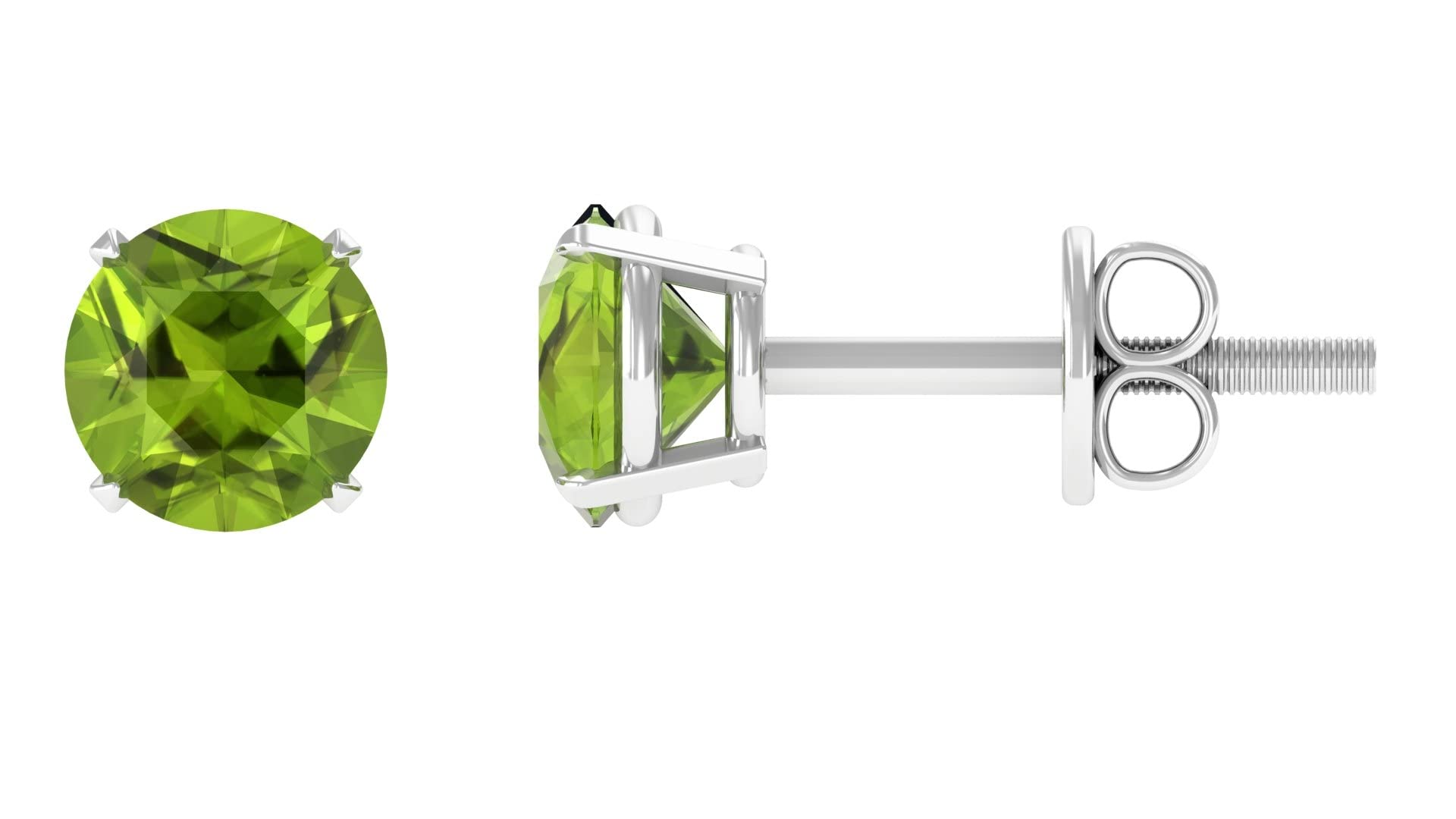 1 CT Natural Peridot Stud Earrings for Women - 14K Solid Gold Green Peridot Solitaire Earrings | Rosec Jewels | Perfect for Everyday Wear, Gift Giving & Special Occasions