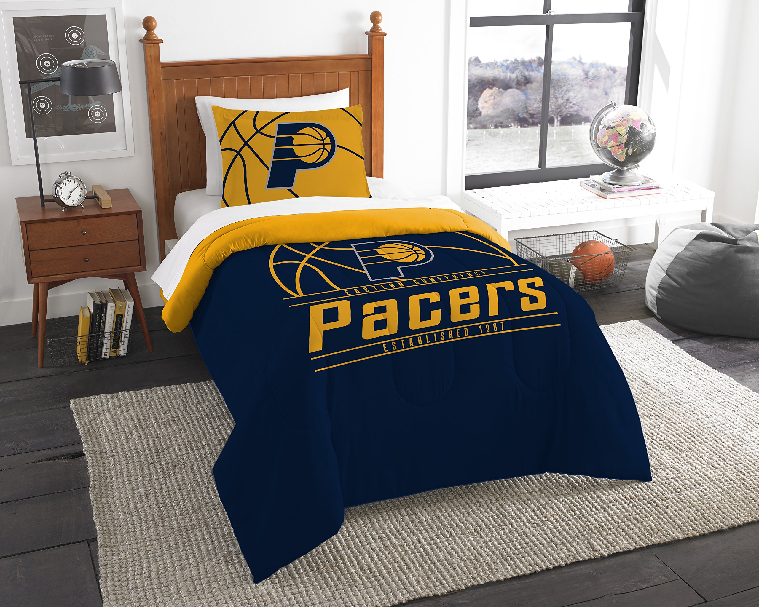 NBA Team Logo Unisex Comforter Set with Sham - 100% Cotton Basketball Bedding for Men & Women - Perfect for Game Nights, Dorm Rooms & Sports Fan Gifts