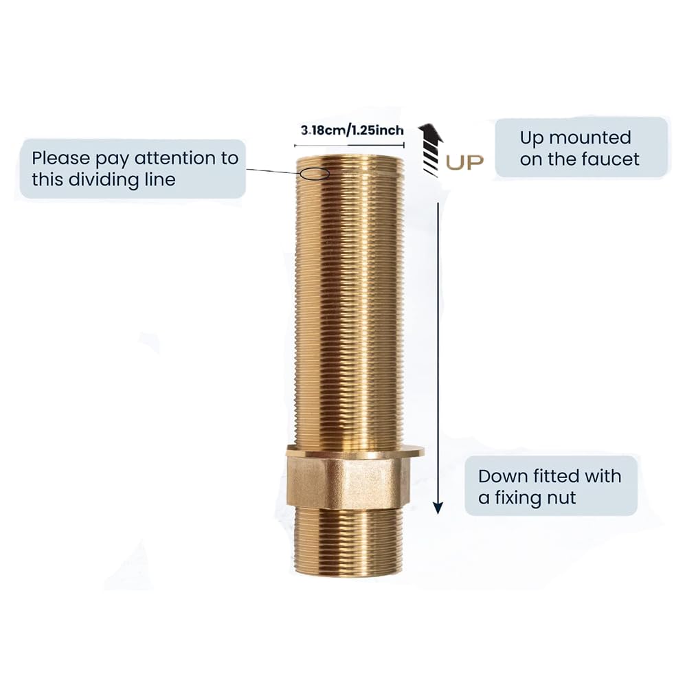 2.36-Inch Extra Long Shank Faucet Nut - 6cm Brass Mounting Hardware for Sink, Bathroom & Kitchen Faucet Installation - Perfect for DIY Plumbing Repairs and Home Renovation Projects
