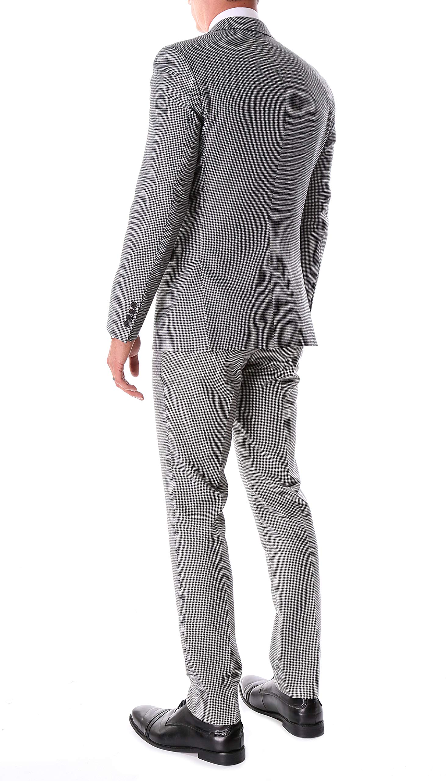 Men's Stanford Slim Fit Houndstooth Peak Lapel 2-Piece Suit | Formal Business Attire for Weddings, Interviews & Office Wear