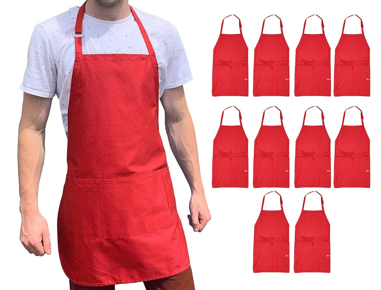 Adjustable BBQ Grill Apron for Men - Heavy Duty Cooking Apron with Pockets, One Size Fits All - Perfect for Grilling, Smoking, and Outdoor Cooking