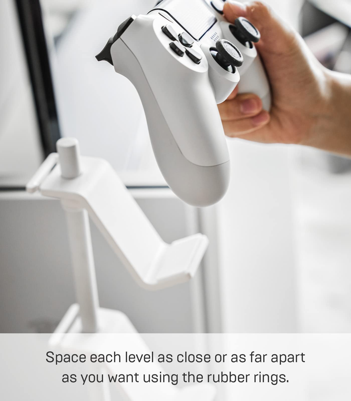 Yamazaki Home Smart Universal Adjustable Game Controller Stand Holder - Steel Gaming Accessory for PS5, Xbox, Nintendo Switch - Perfect for Living Room, Bedroom & Gaming Setup