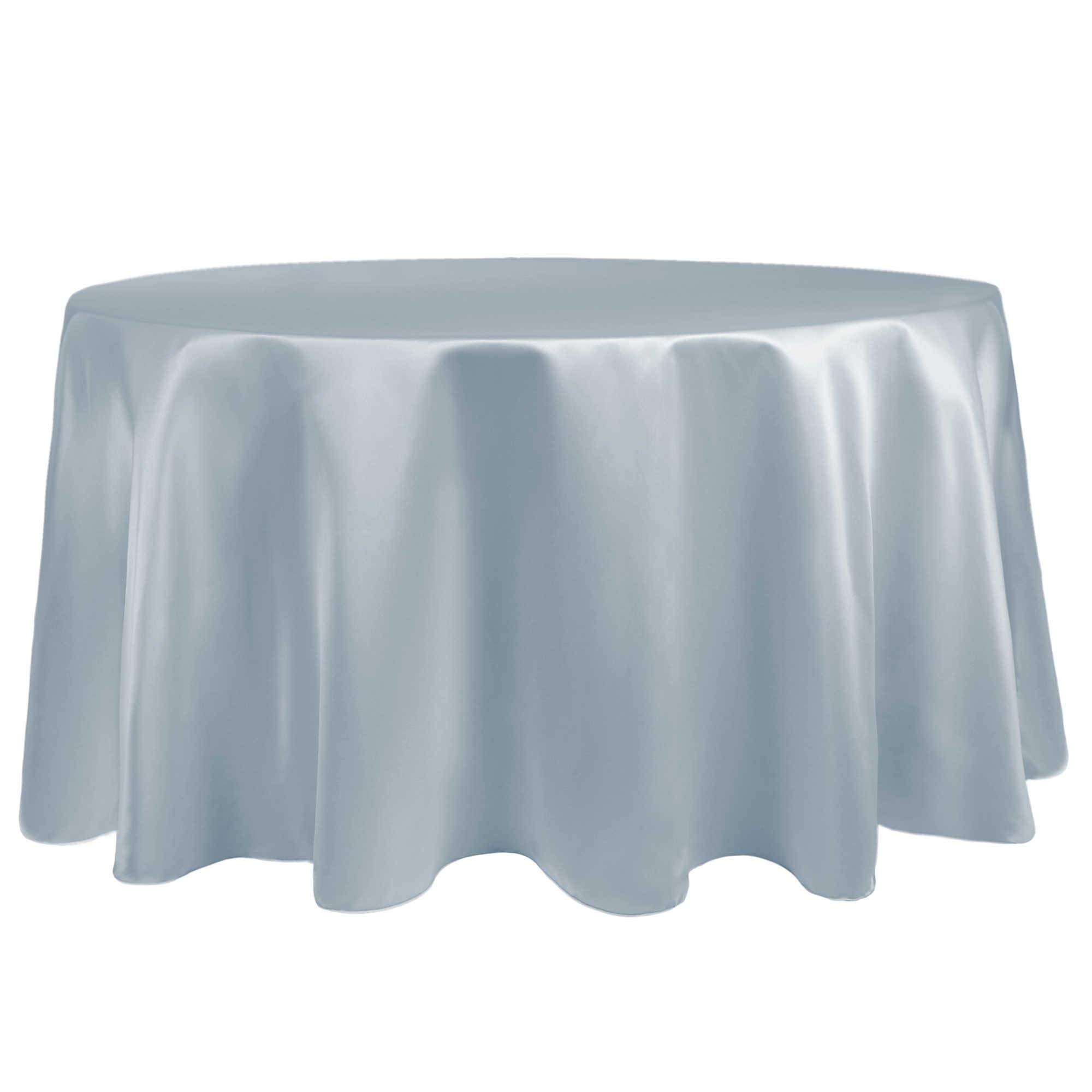 5-Pack Ice Blue 60-Inch Round Bridal Satin Tablecloths - Perfect for Weddings, Banquets & Formal Events - Fits Tables Under 60
