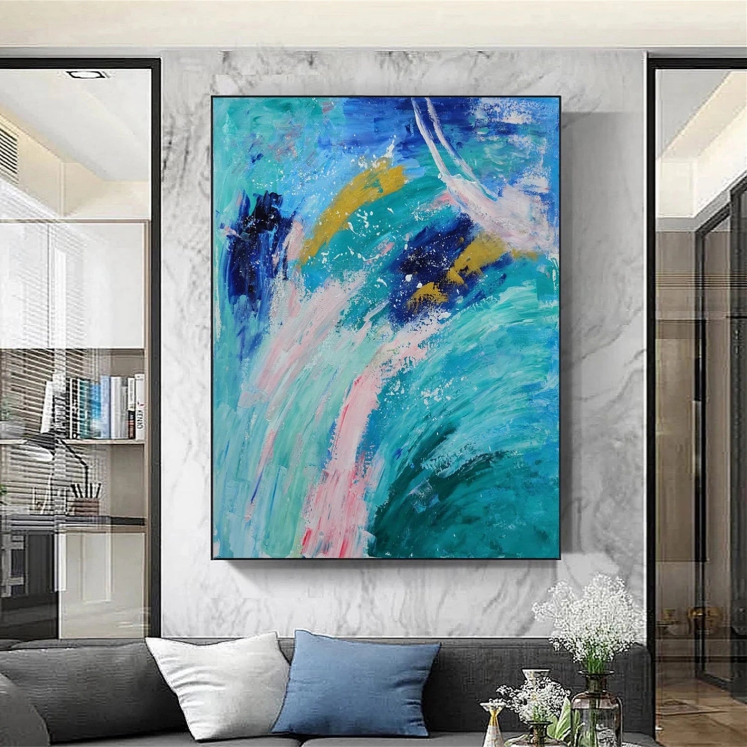 Abstract Painting #AB 289 - Modern Wall Art for Living Room, Bedroom & Office Decor - Handmade Canvas Artwork
