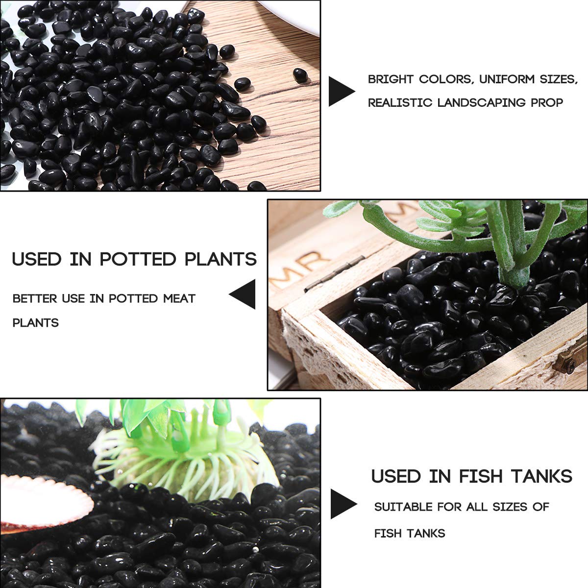 POPETPOP 4.4lbs Black Aquarium Gravel - 1/10