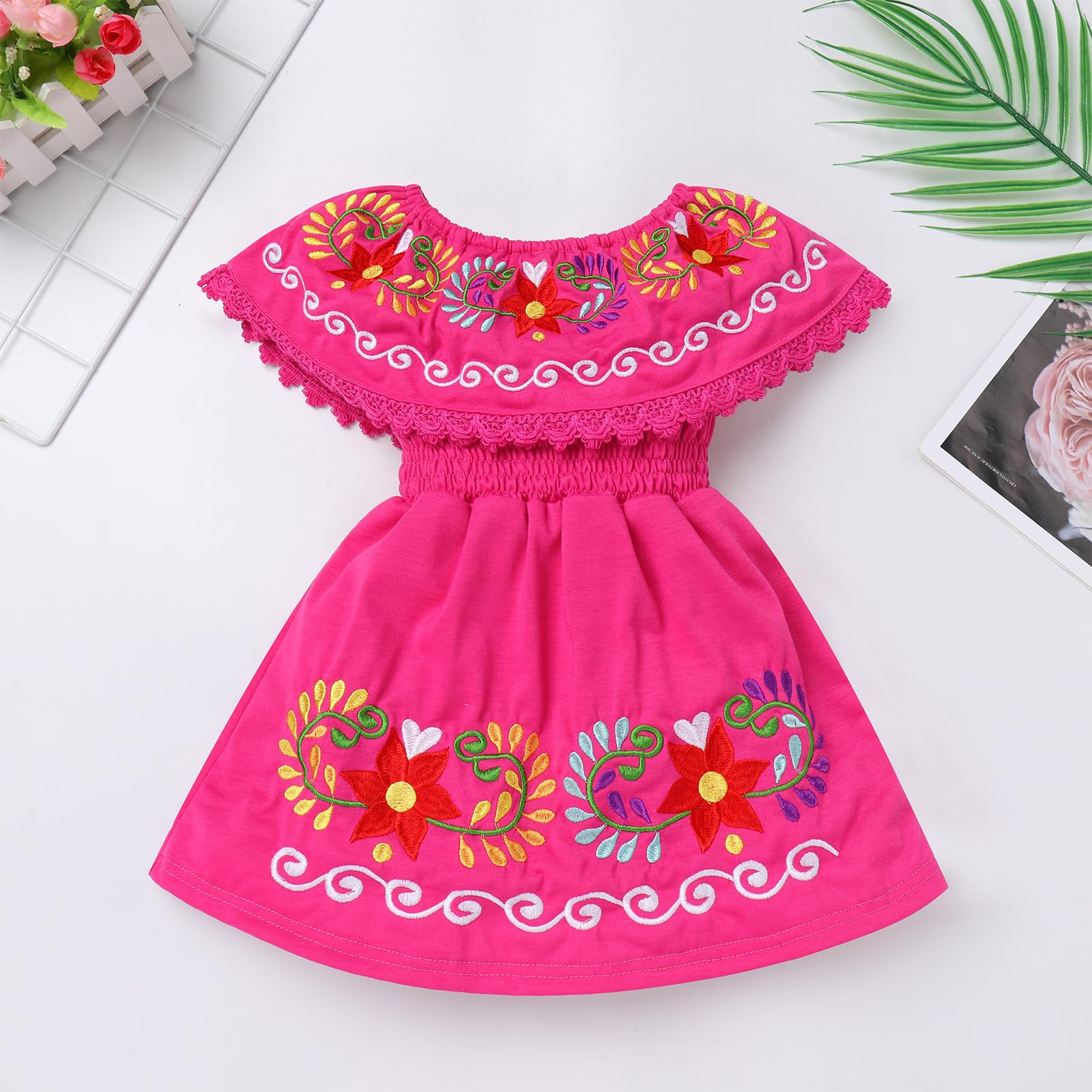 Traditional Mexican Folklorico Dress for Girls - Floral Embroidered Cinco de Mayo Costume | Perfect for Festivals, Parties & Cultural Celebrations
