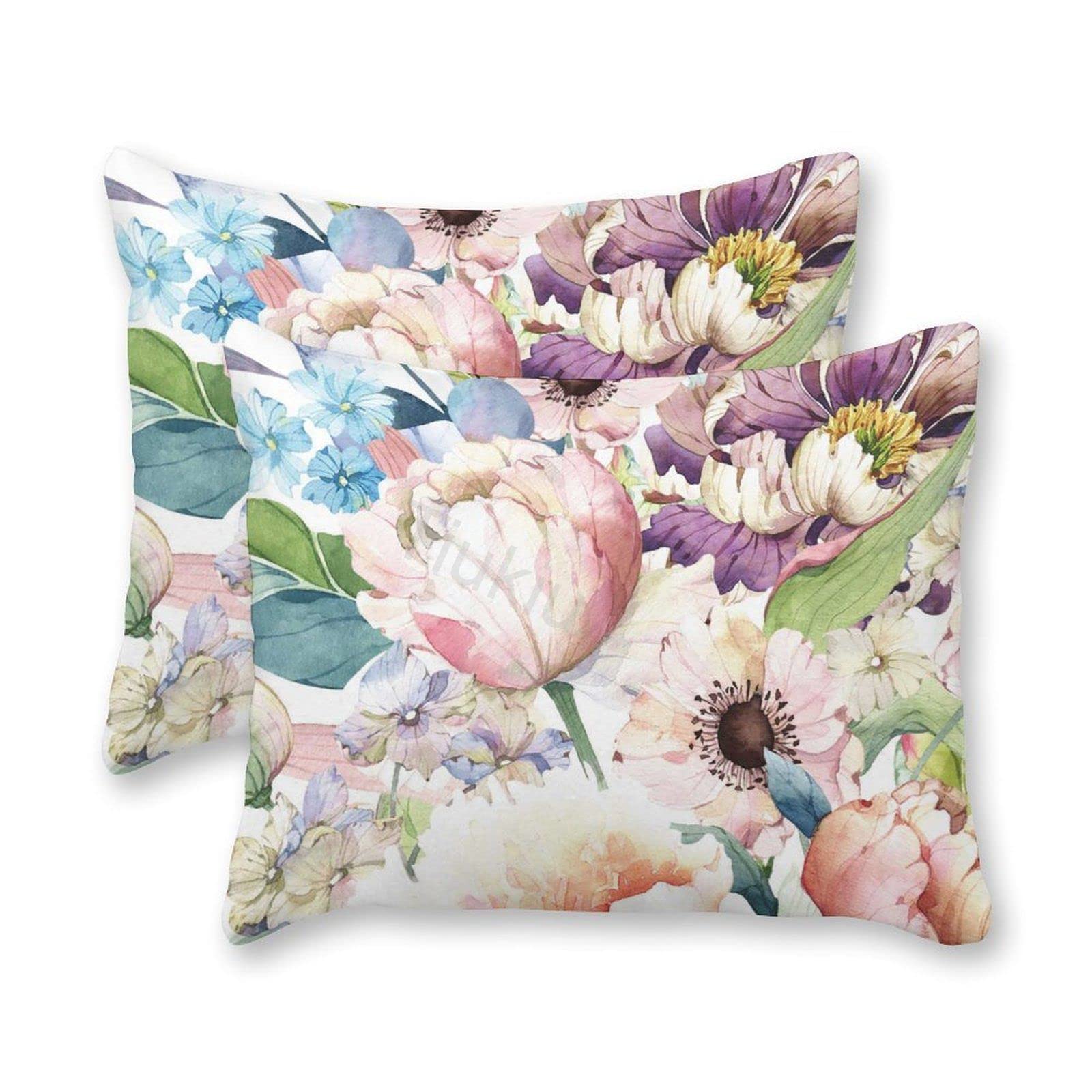 **Decorative Lumbar Pillow Covers Set of 2 - 20x24 Inches Canvas Watercolor Floral & Plant Print Rectangular Throw Pillow Covers for Couch, Sofa, Bed & Living Room - Perfect for Home Decor & Accent Pillows**    *(Use Cases: Enhance your living room, bedroom, or couch with these stylish pillow covers. Ideal for seasonal decor, cozy home accents, or refreshing your space with botanical designs.)*
