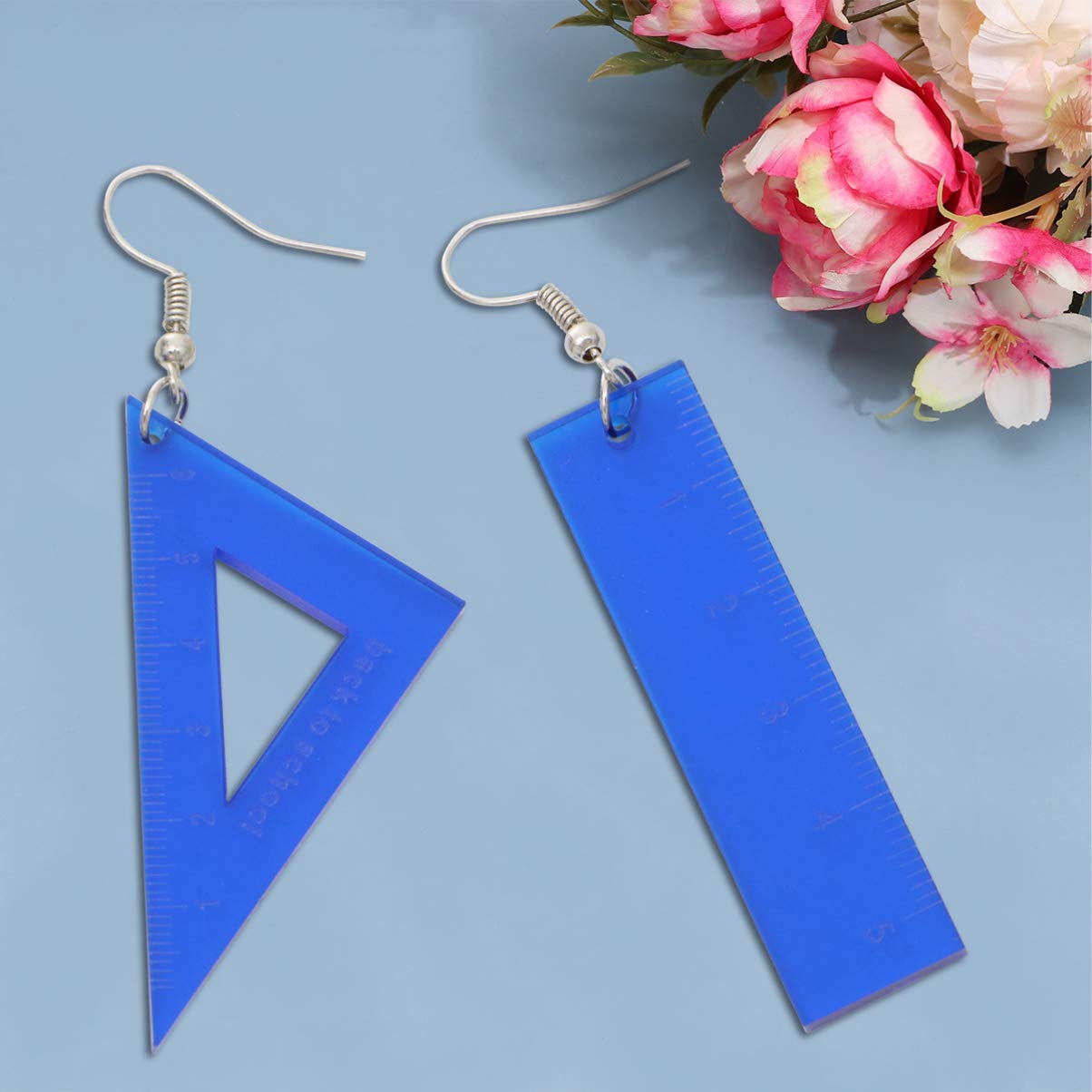 Holibanna Asymmetrical Triangle Straight Ruler Dangle Earrings - Neon Yellow Drop Earrings for Math Teachers, 80s Themed Parties & Unique Jewelry Gifts - Perfect for Classroom, Cosplay and Retro Fashion