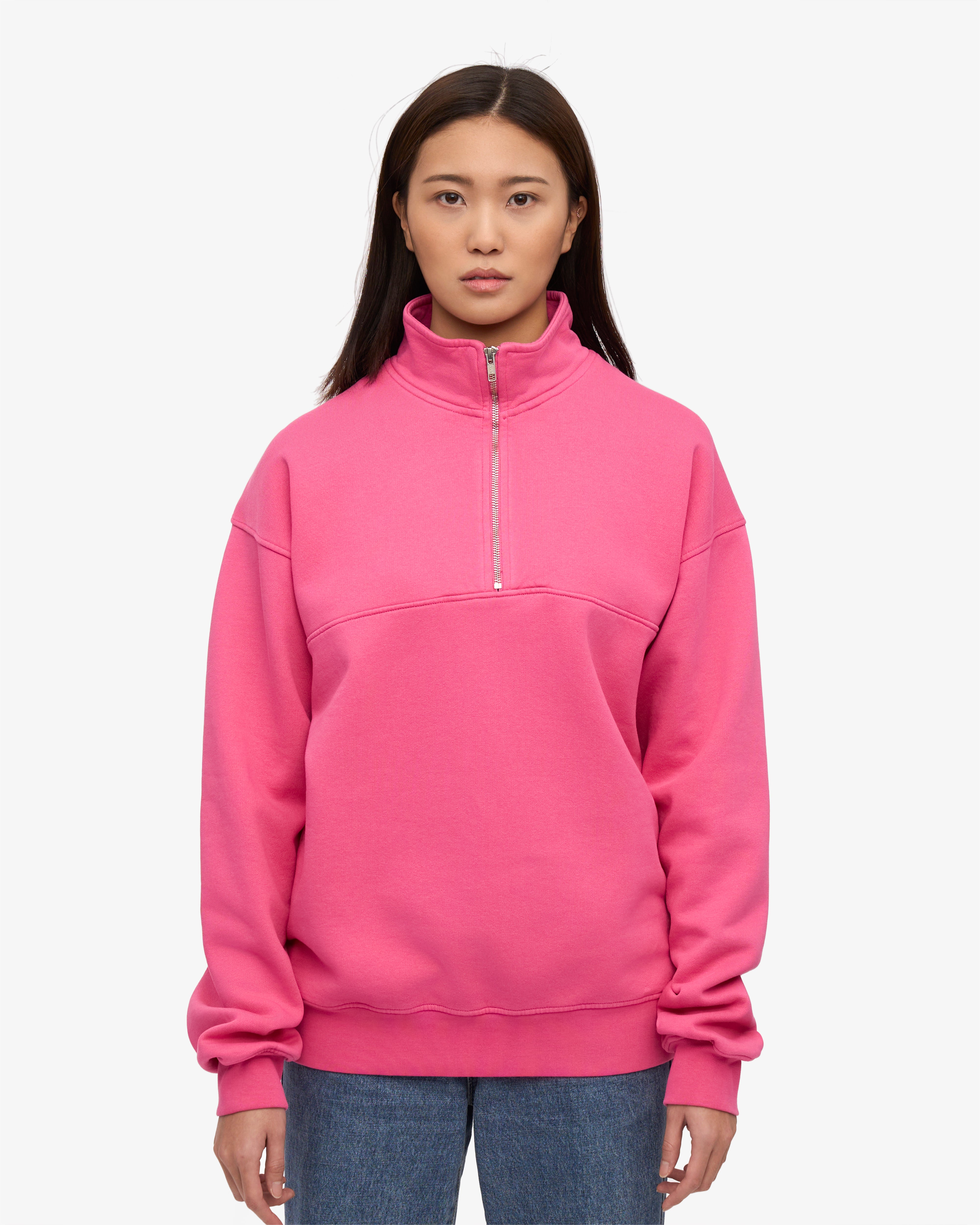 Organic Quarter Zip Sweatshirt for Women - Soft Bubblegum Pink Pullover | Perfect for Casual Wear, Workout & Outdoor Activities