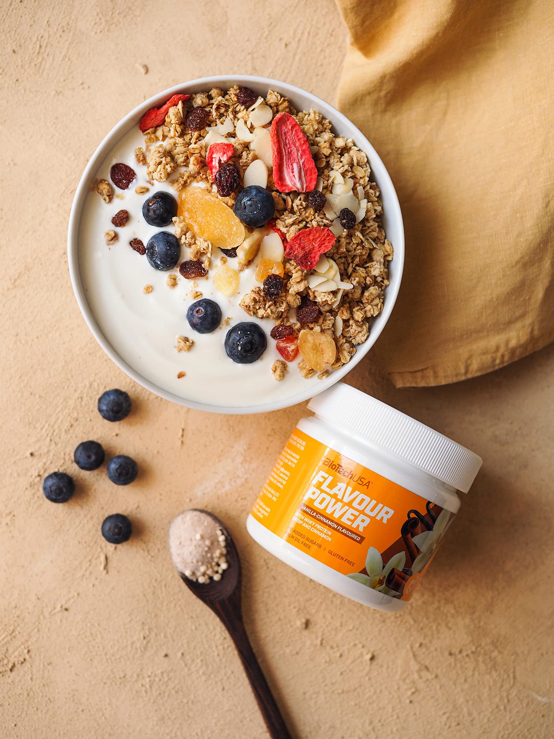BioTechUSA Flavour Power Vanilla Cinnamon Protein Powder - 160g for Muscle Recovery & Baking | Post-Workout Shake & Healthy Dessert Ingredient