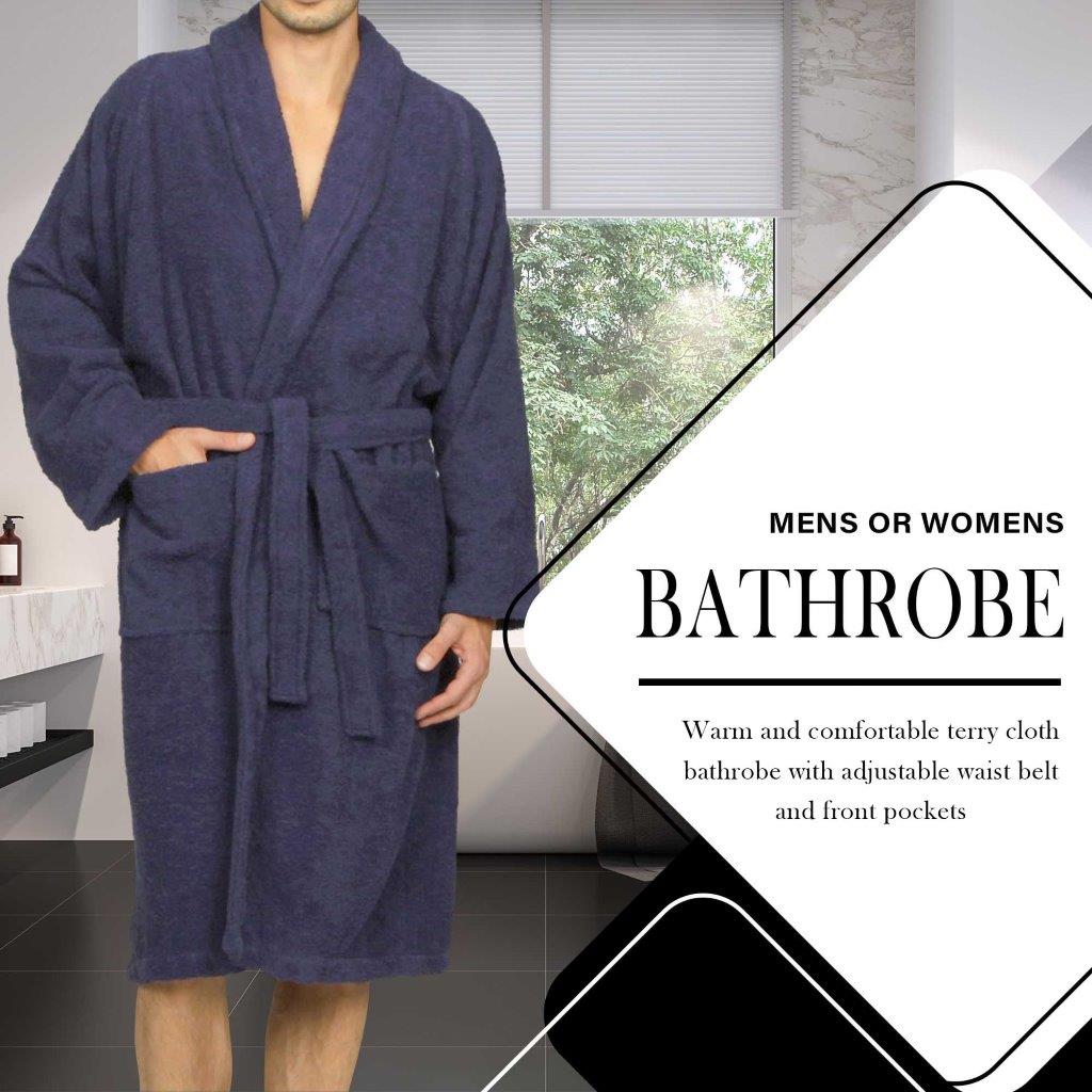 Premium Cotton Ultra Soft Terry Adult Unisex Lightweight Luxury Bathrobe - Spa, Hotel & Home Relaxation Wear for Men and Women