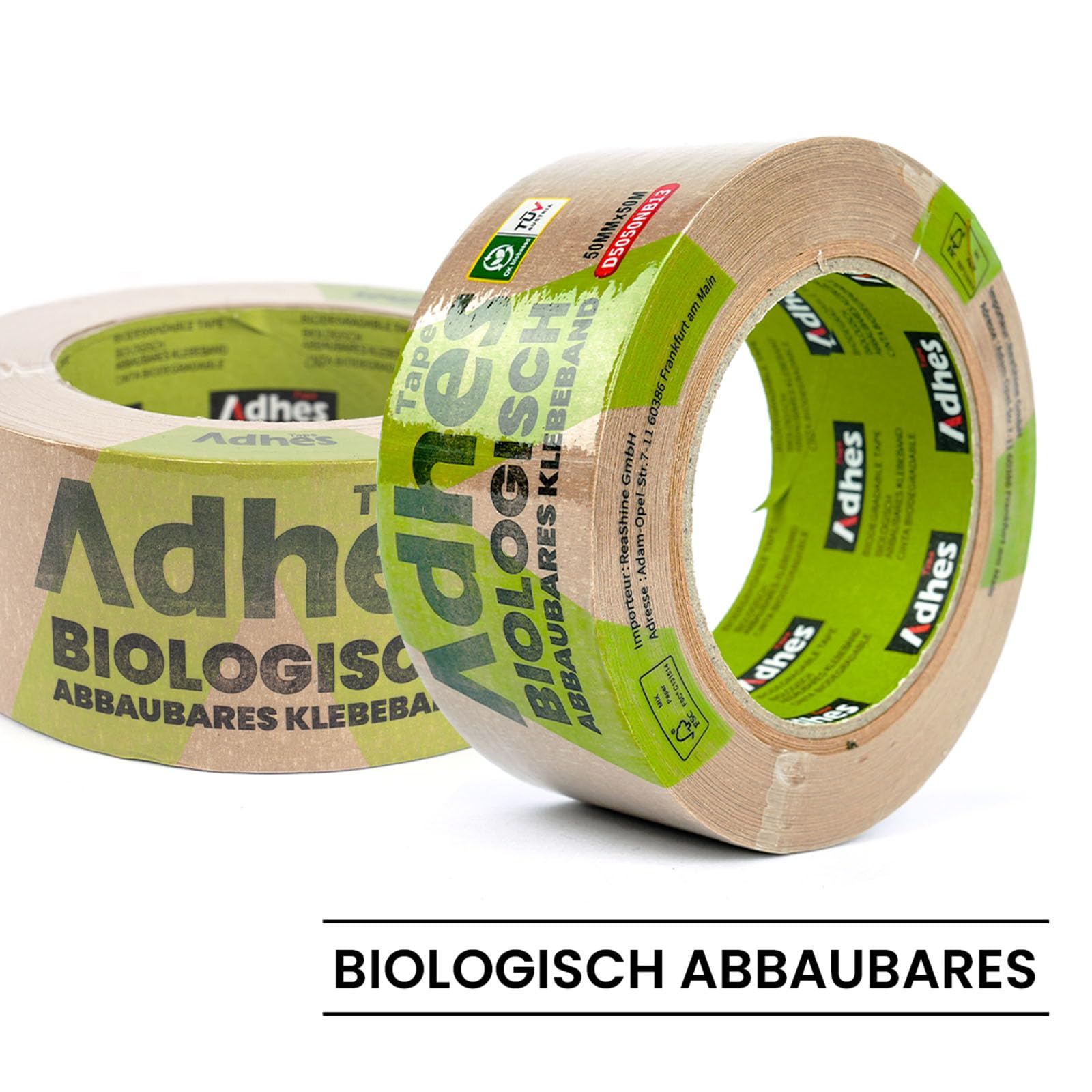 Eco-Friendly Biodegradable Kraft Paper Packing Tape - 4 Rolls, 50m x 50mm Each, 80% Biobased Material, Recyclable & Sustainable - Perfect for Shipping Boxes, Moving Supplies & Package Sealing