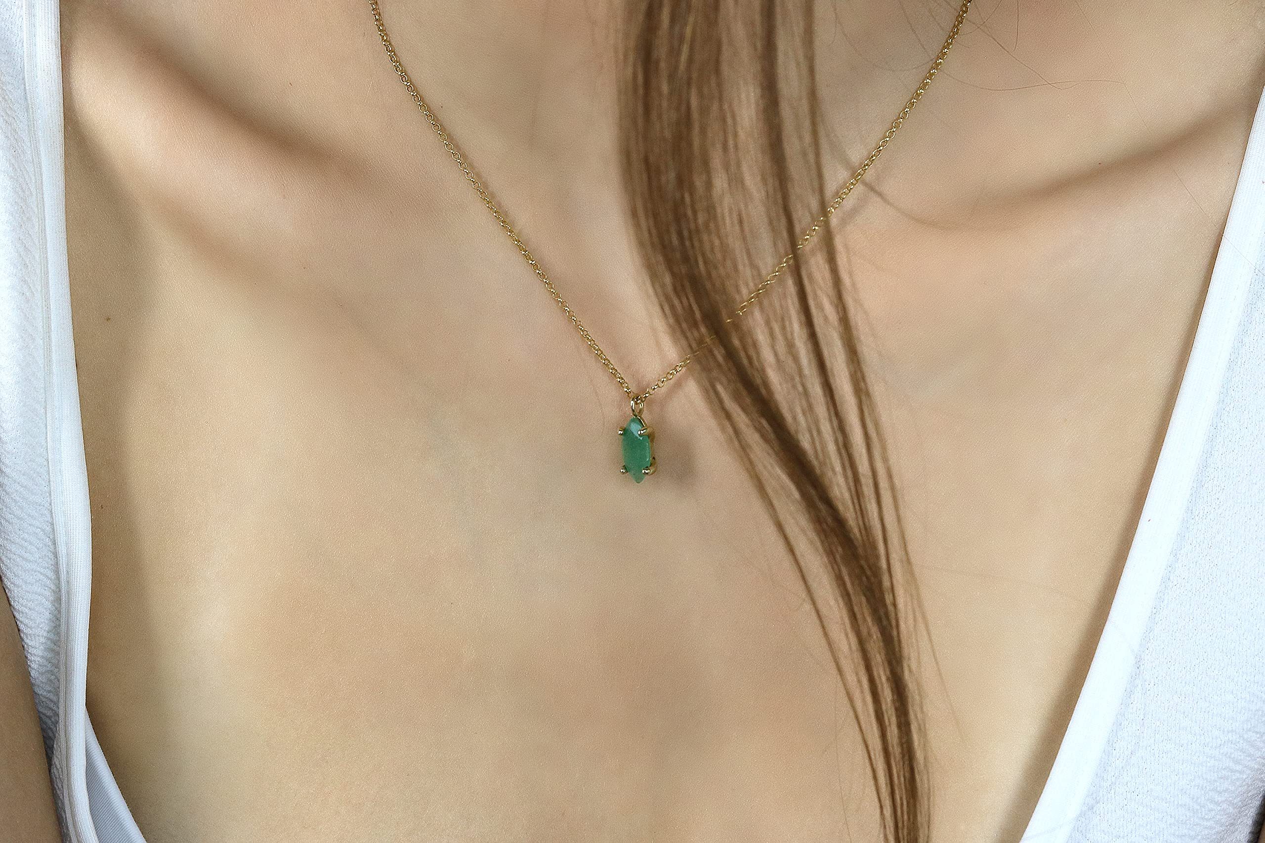 Anemone Dainty Aventurine Necklace - Elegant Marquise Cut Stone Pendant for Women | Minimalist Everyday Jewelry & Special Occasion Gift | Perfect for Date Nights, Weddings & Office Wear - Comes in Luxury Gift Box