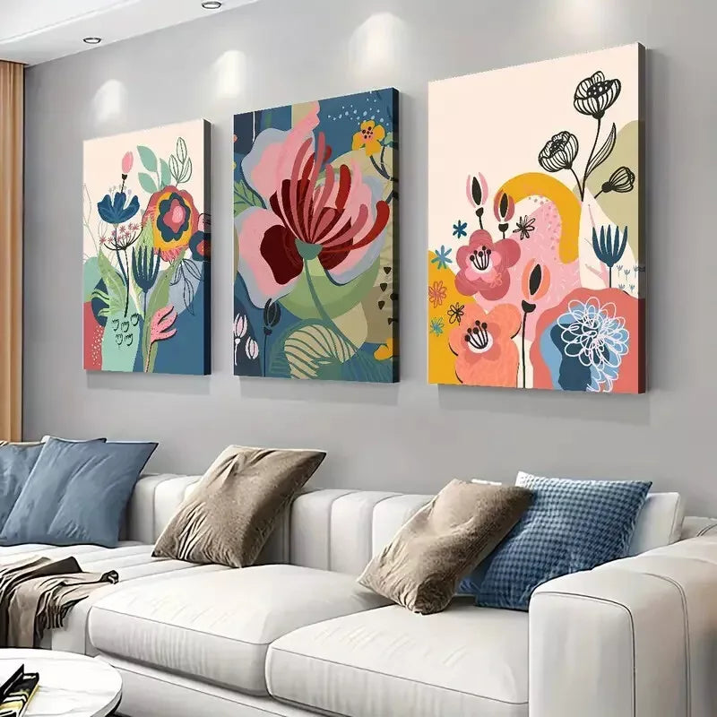 3-Piece Abstract London Flower Market Wall Art Set - Framed Canvas 40x60cm | High Quality Print | 100% Australian Made | Ready to Hang | Perfect for Living Room, Bedroom & Office Decor
