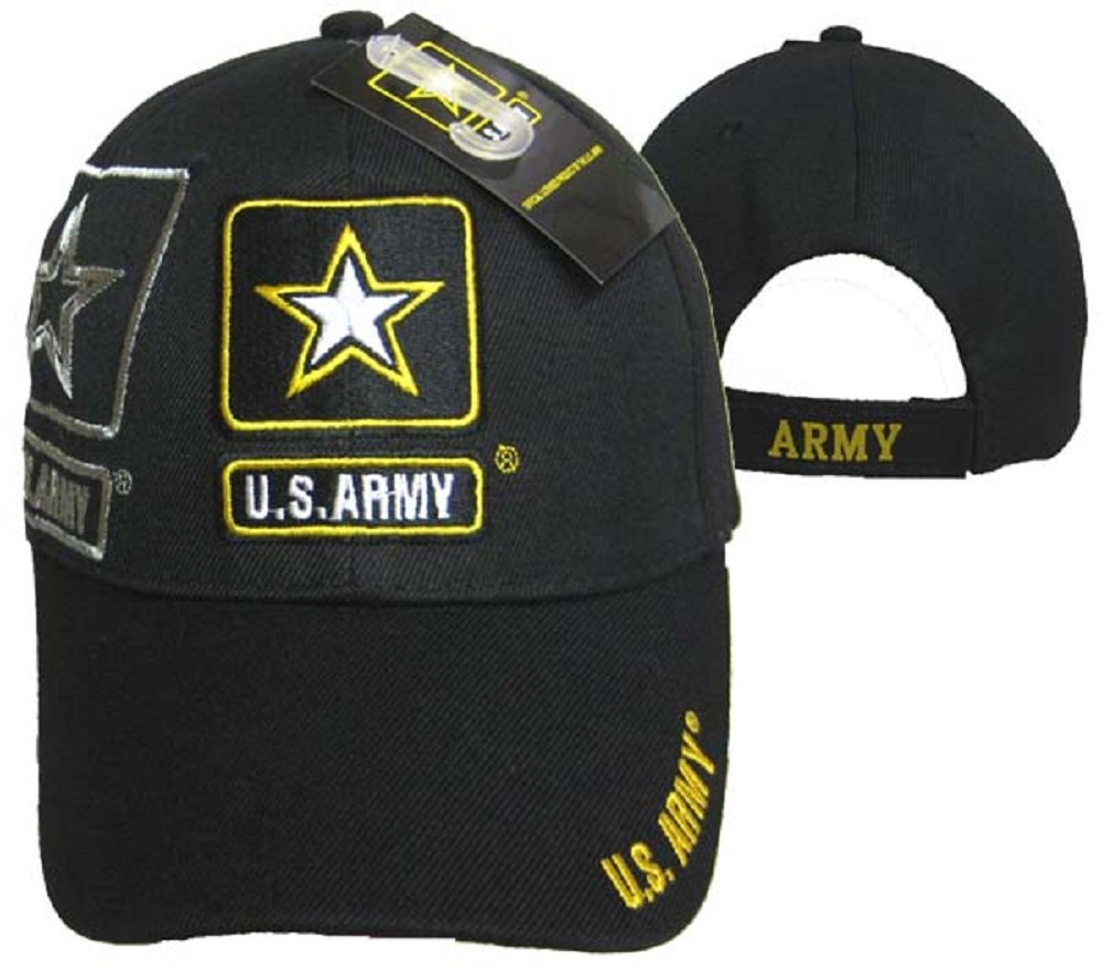 U.S. Army Star Shadow Black Embroidered Baseball Cap - Military Style Adjustable Hat for Men & Women - Perfect for Outdoor Activities, Sports & Casual Wear