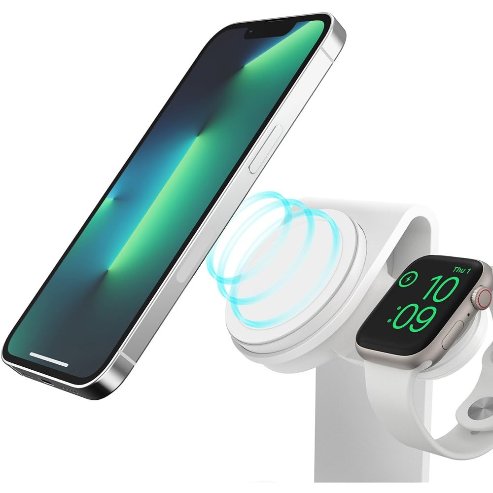 OtterBox 3-in-1 Wireless Charging Station for iPhone MagSafe - Fast Charging Stand for iPhone, AirPods & Apple Watch - Nightstand & Office Desk Charger (White)