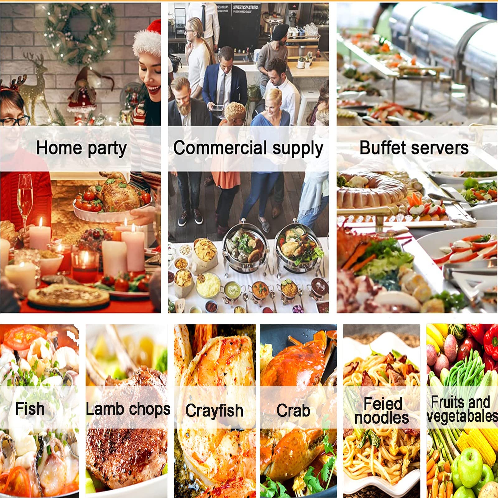 Stainless Steel Chafing Dish Buffet Set with Adjustable Temperature Control (40-100℃) - 600W Electric Food Warmer with Lid - 9L/13L Capacity for Catering, Buffets & Party Serving (9L-C, 1/3 Size) - Perfect for Weddings, Banquets & Home Entertaining