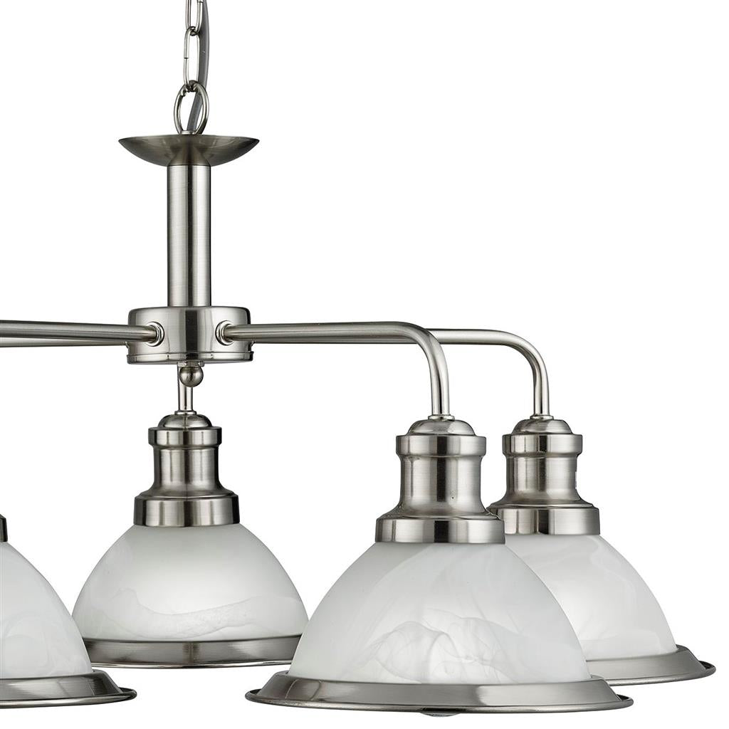 Bistro 3/5Lt Multi-Arm Pendant Light Fixture - Satin Silver & Antique Brass Finish - Perfect for Kitchen Island, Dining Room, and Restaurant Lighting