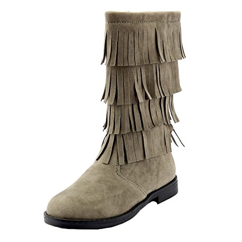 The Doll Maker Women's Tall Fringe Flat Suede Boots - Boho Western Ankle Booties for Fall Fashion, Country Music Festivals & Cowgirl Style Outfits
