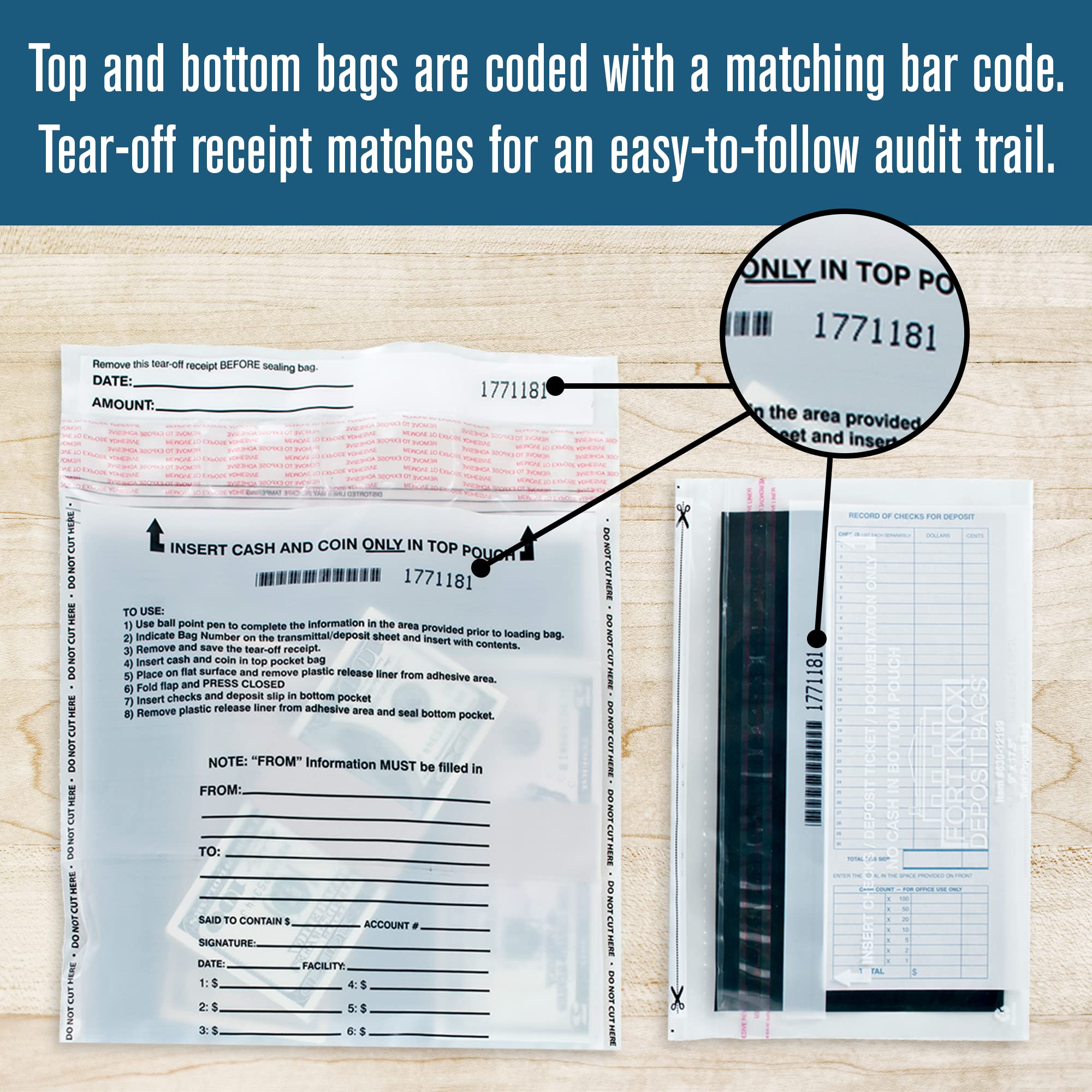 BankSupplies Tamper Evident Dual Pocket Security Bags for Cash - 9