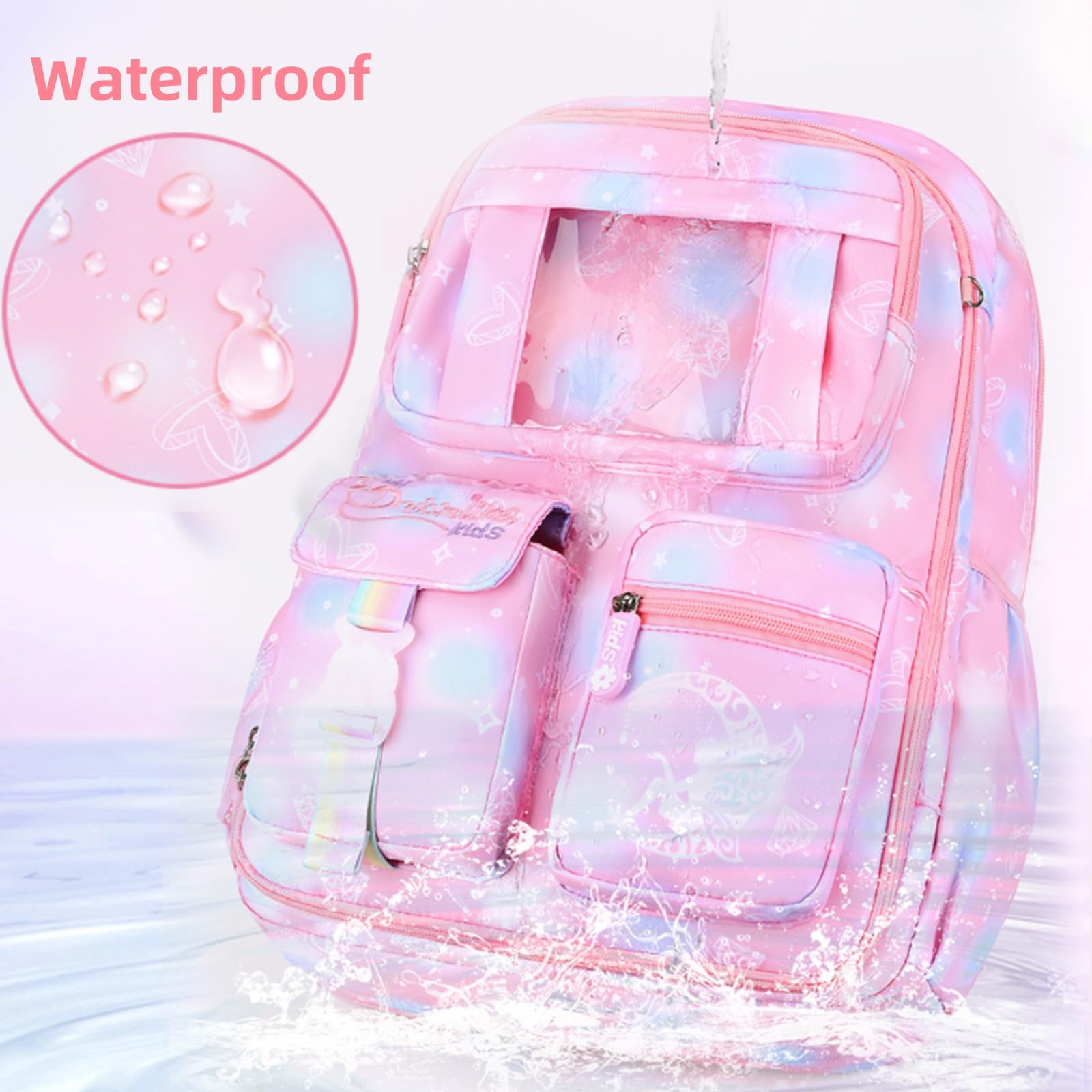 Pink Girls Backpack for Elementary School - Lightweight Kids Bookbag with Multiple Compartments | Perfect for School, Travel & Daily Use