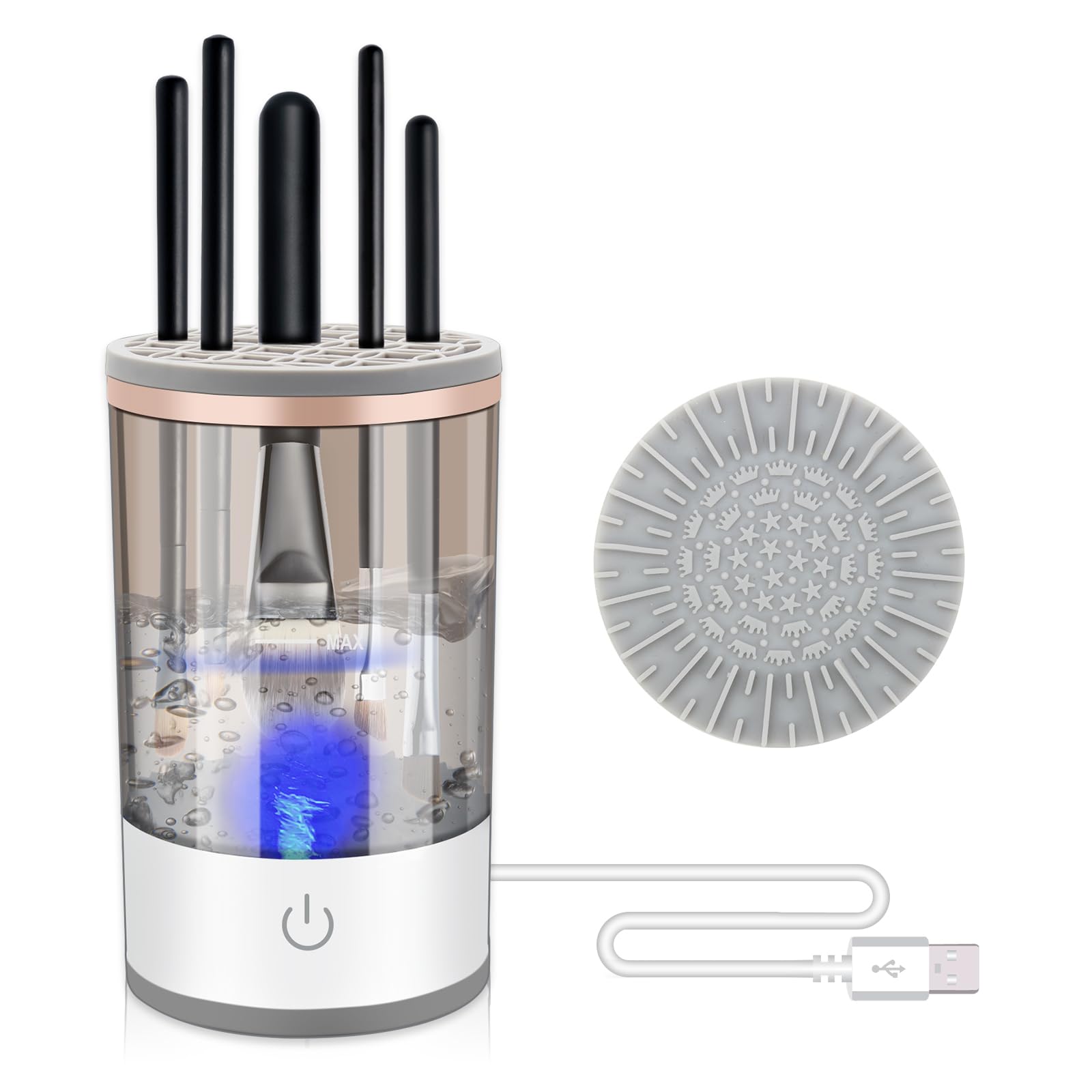 Upgraded Automatic Electric Makeup Brush Cleaner Machine - Silicone Beauty Blender & Brush Washer for Professional Cosmetic Tools | Perfect for Home Salon, Makeup Artists & Travel Kit Organization