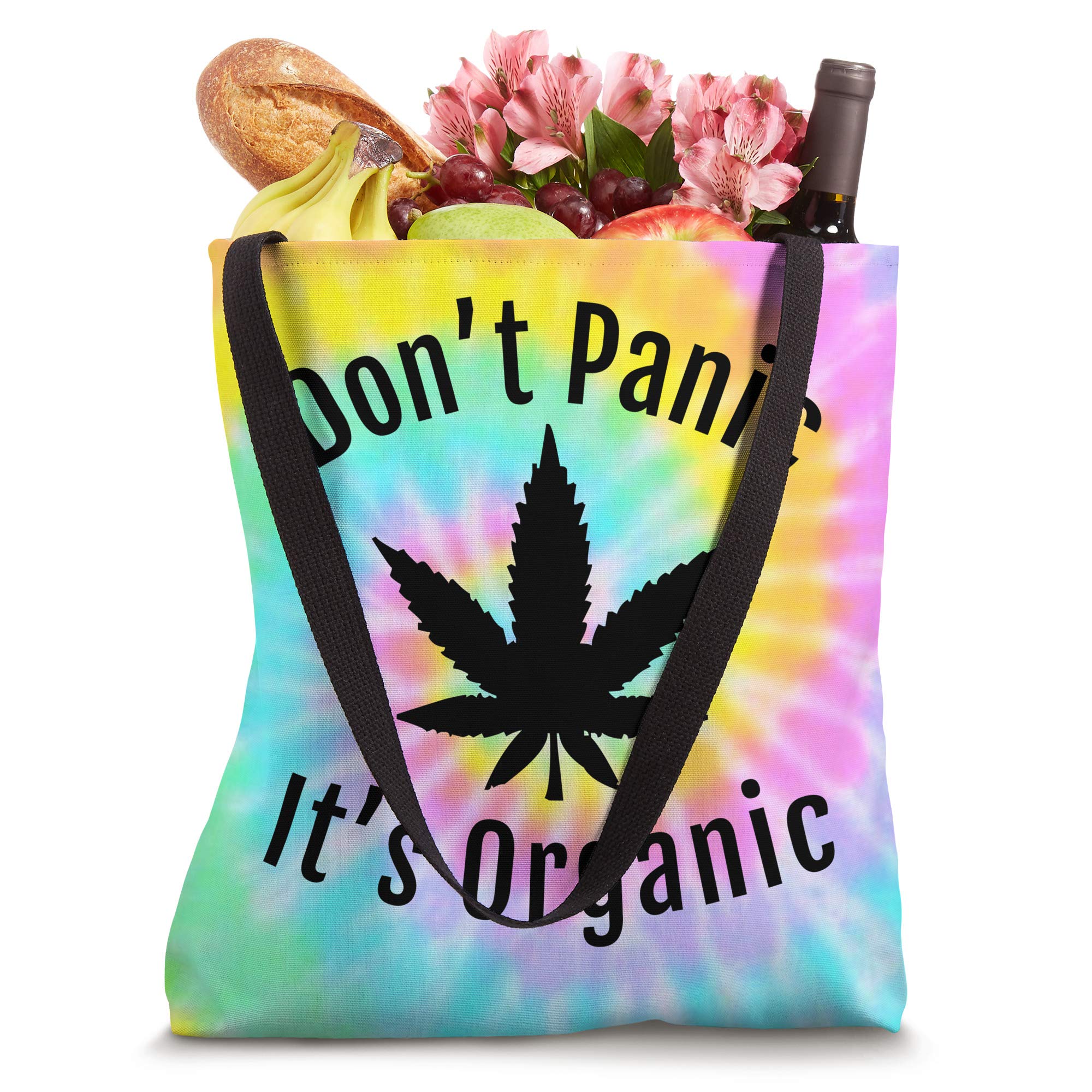 Eco-Friendly Weed Leaf Marijuana Stoner Tie Dye Tote Bag - Reusable Grocery Shopping Bag for Beach, Festival & 420 Celebrations