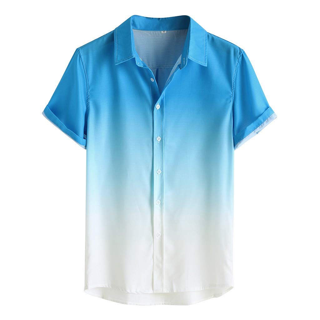 Breathable Men's Short Sleeve Button Down Shirt - Loose Fit Turn-Down Collar Casual Top for Older Men | Perfect for Summer, Office Wear & Outdoor Activities