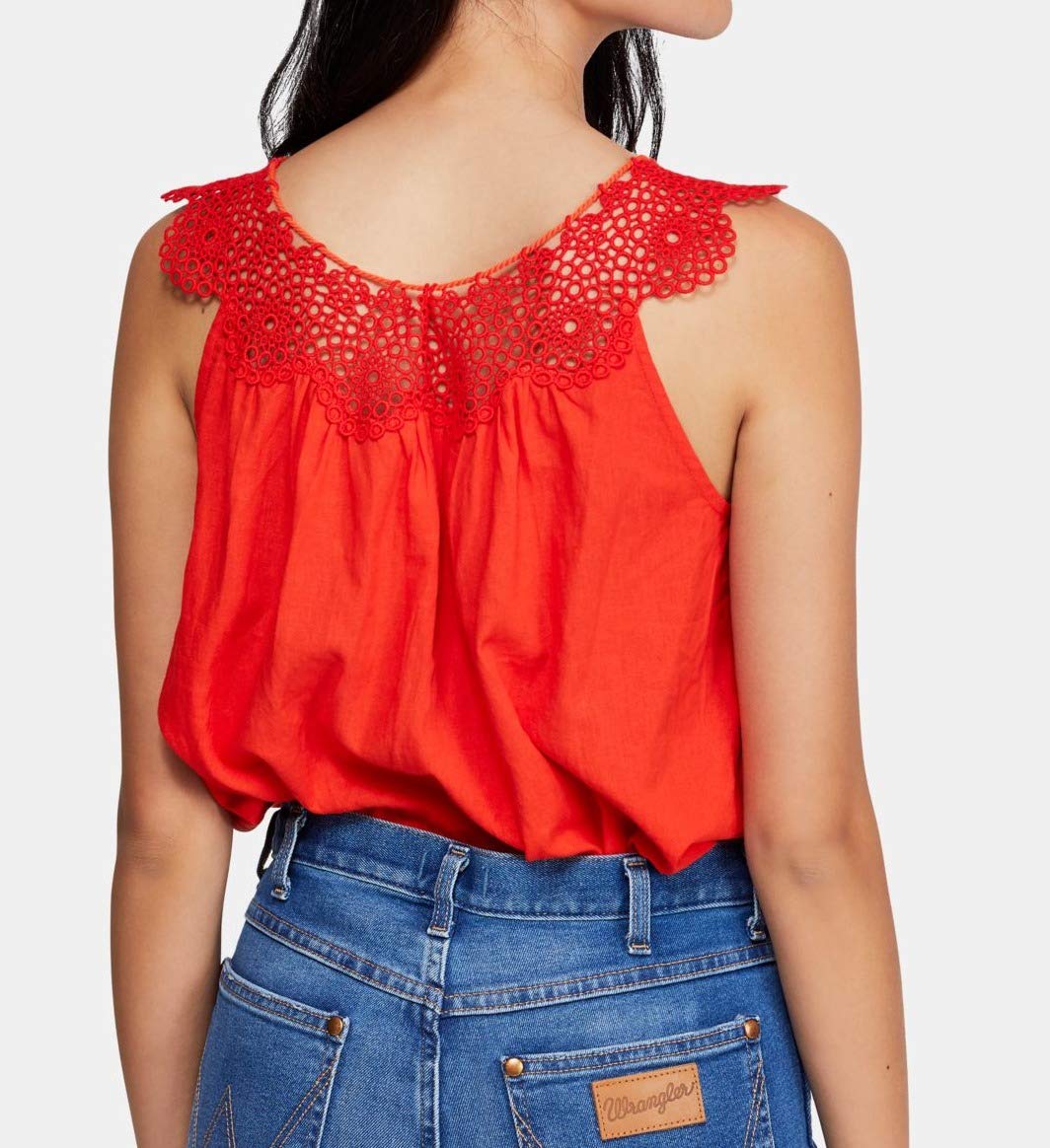 Free People Women's Clover Crochet Sleeveless Camisole Top - Boho Chic Summer Beachwear for Vacations & Music Festivals