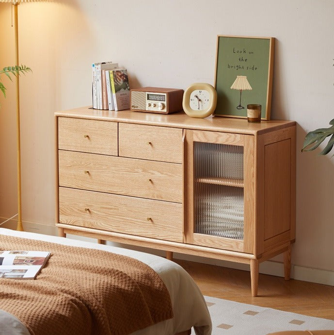 Solid Oak Wood Storage Cabinet with Doors - Organize Your Home, Office, or Closet - Perfect for Bedroom, Living Room & Entryway Storage