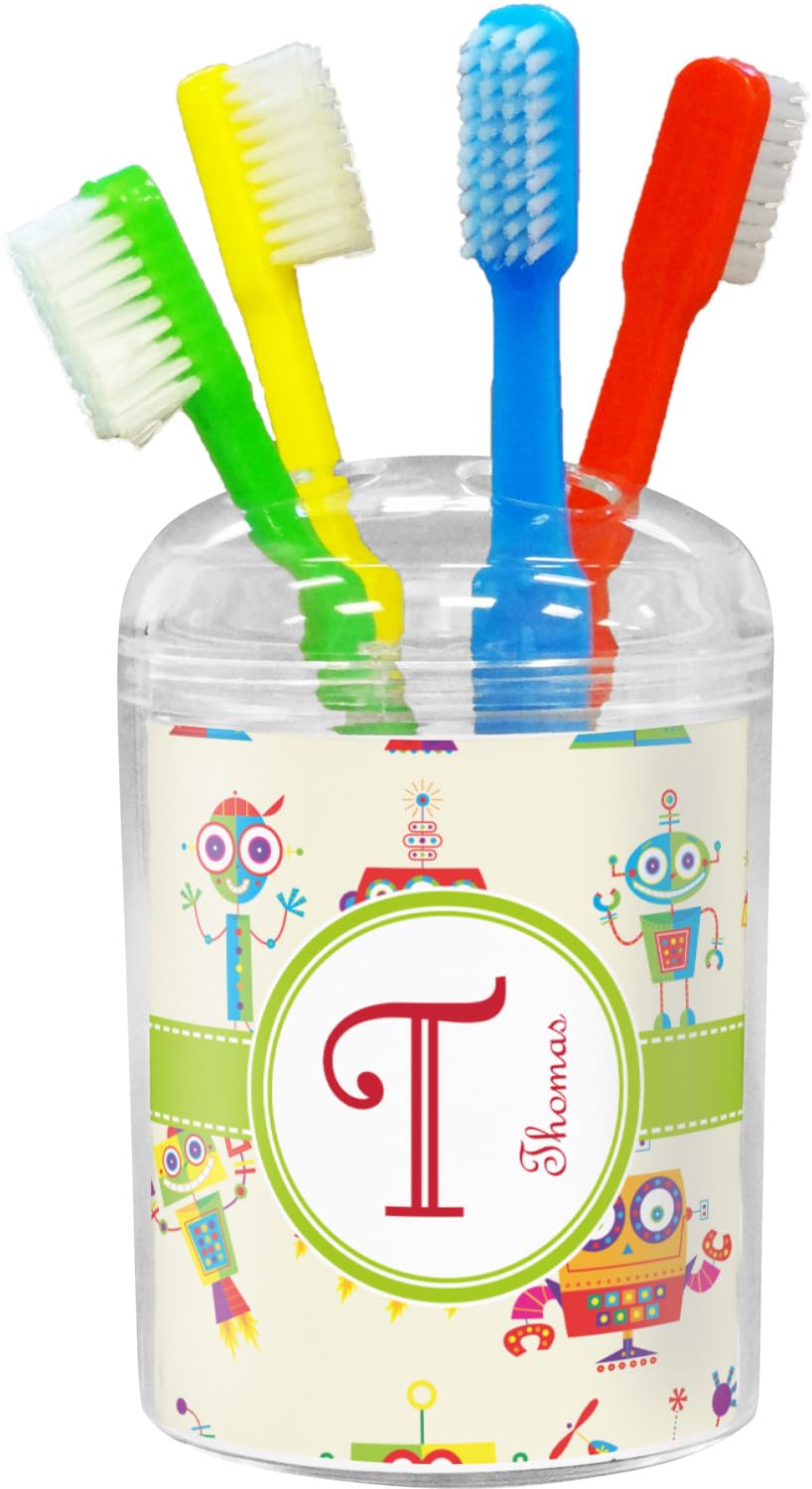 Customizable Personalized Rocking Robot Toothbrush Holder for Kids - Fun Bathroom Decor & Toothbrush Storage for Boys and Girls