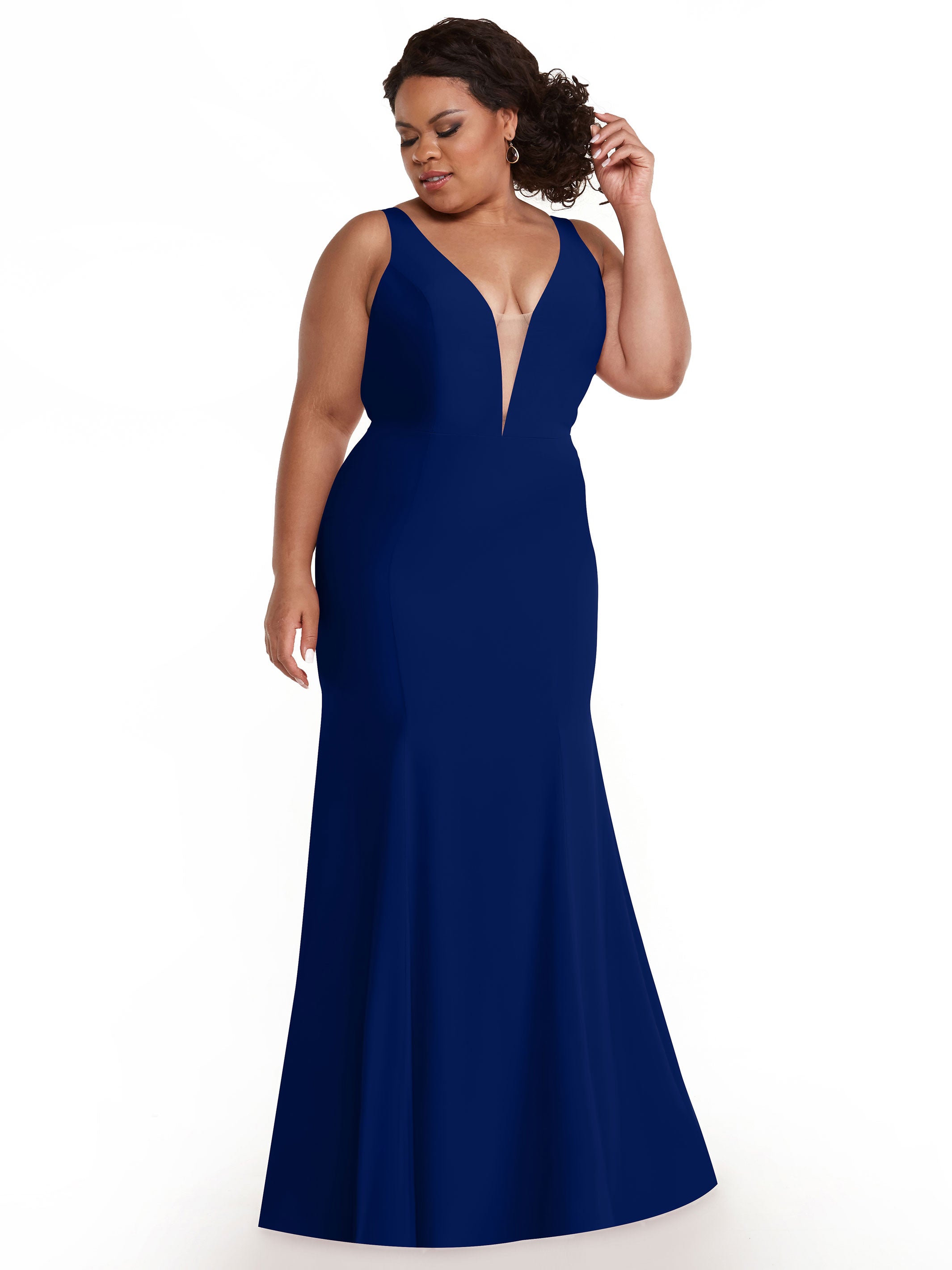 83010 Mermaid Stretch Chiffon Bridesmaid Dress with Plunging Neckline - Elegant Formal Gown for Weddings, Prom & Special Occasions