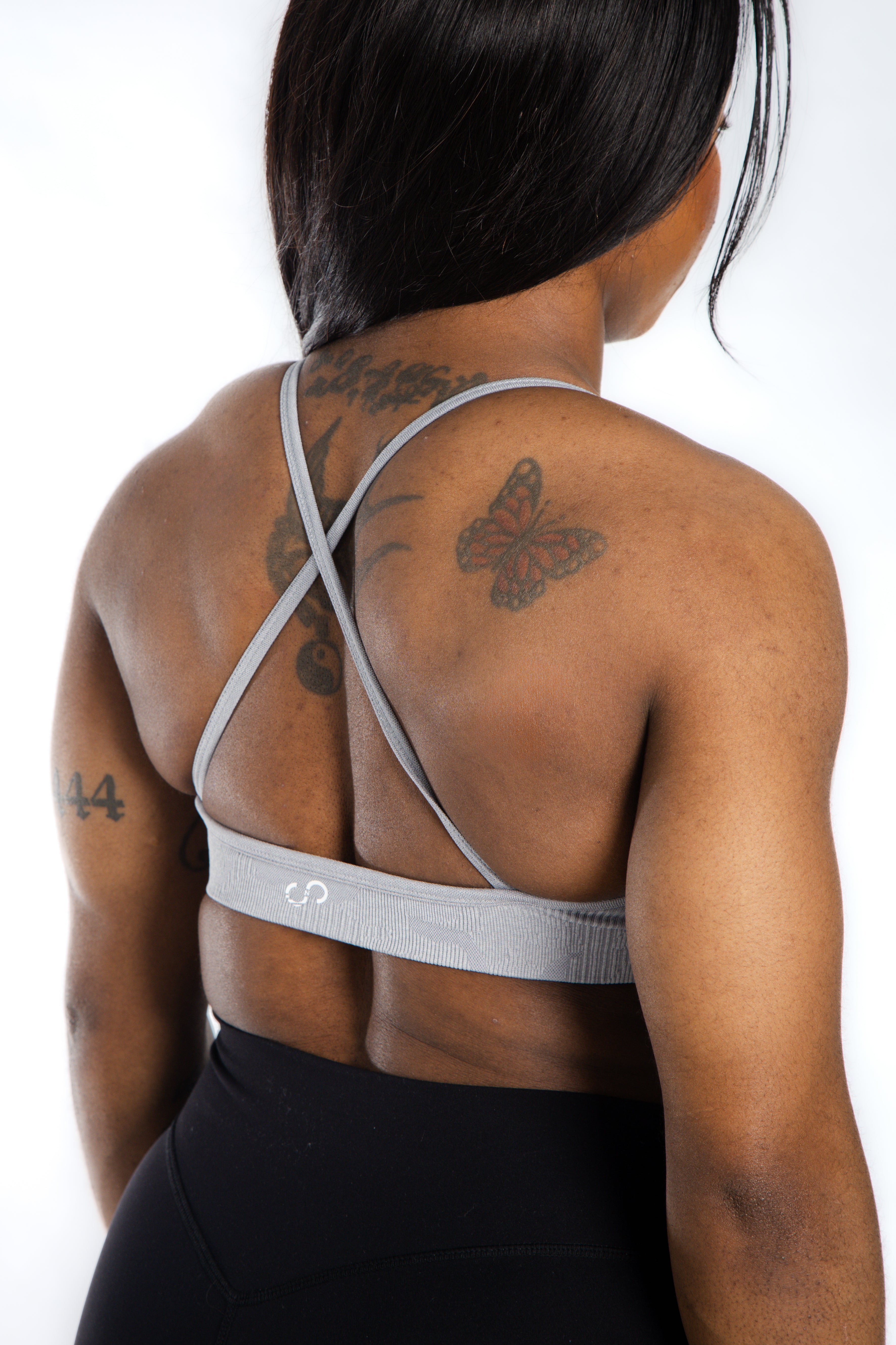 Sculpt Seamless Minimal Bra - Grey Camo | Comfortable Wireless Bralette for Yoga, Lounge & Everyday Wear