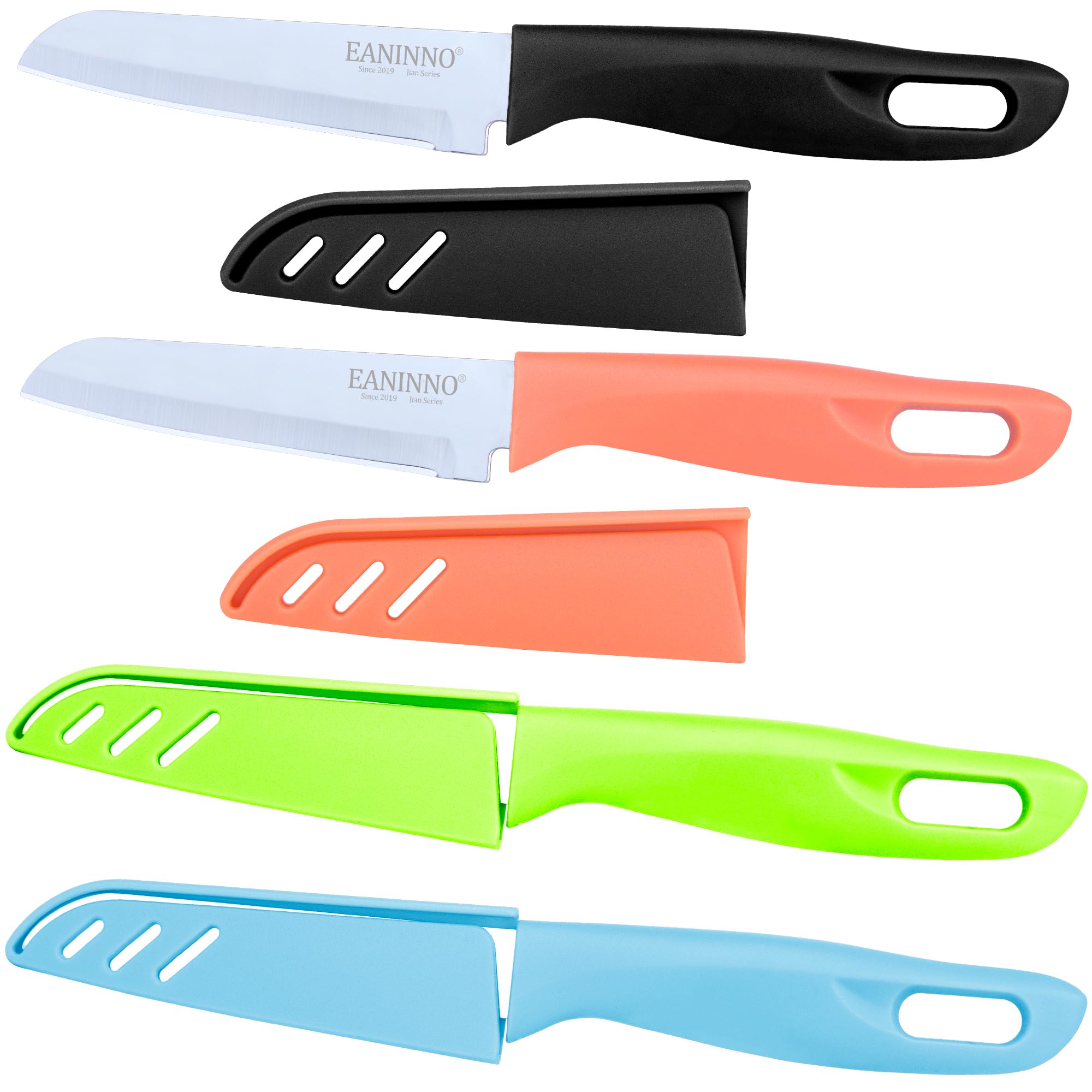 4-Piece Stainless Steel Paring Knife Set with Sheath - 3.8