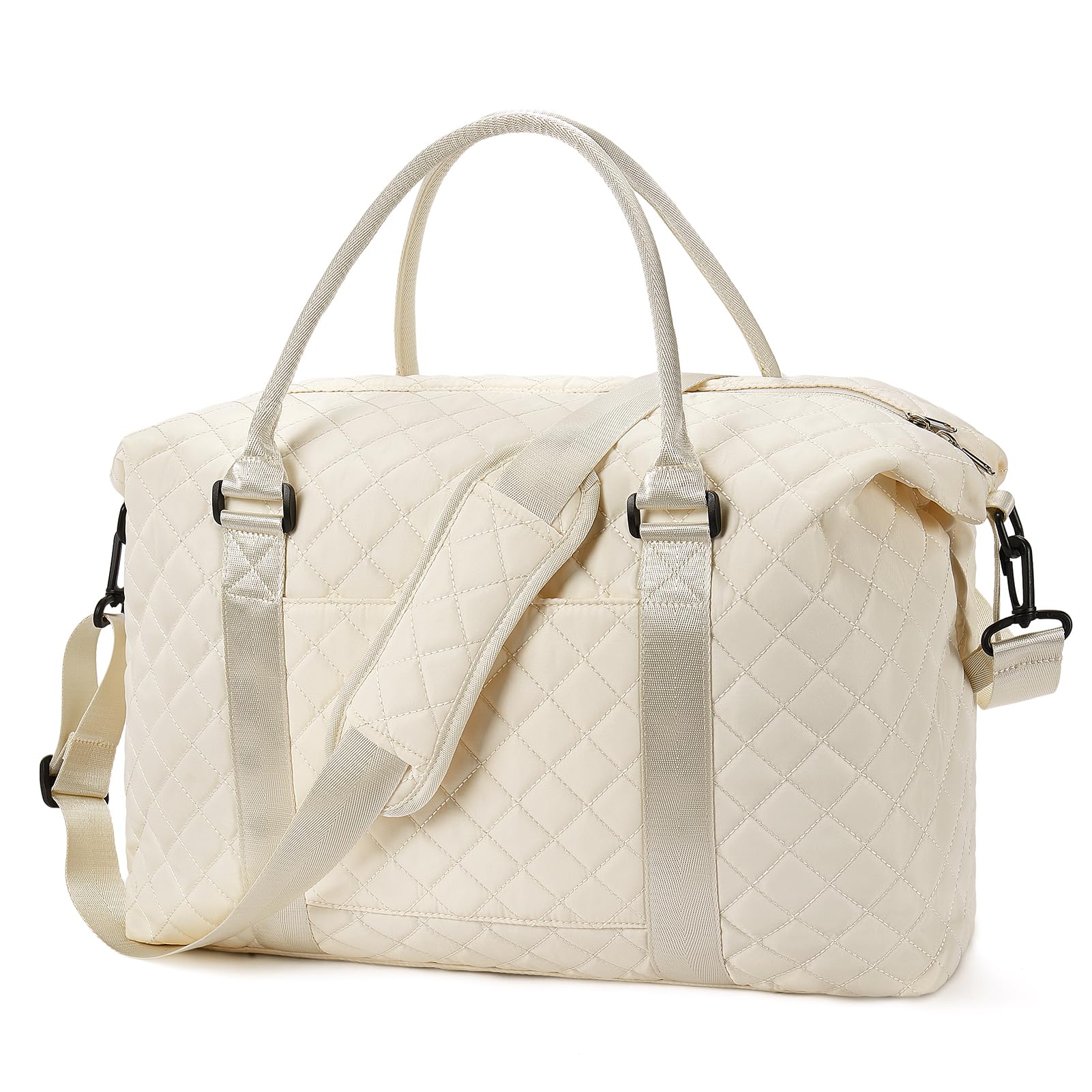 Women's Weekender Duffle Bag - Stylish Carry-On Travel Bag for Airplanes, Overnight Trips & Hospital Visits - Light Beige | Perfect for Business Trips, Gym & Weekend Getaways