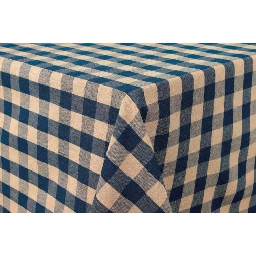 Premium 52 x 72 Inch Navy Checkered Tablecloth - Waterproof & Wrinkle-Resistant Polyester Fabric for Dining Tables, Parties, Picnics, and Outdoor Events