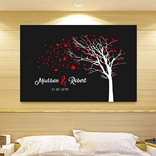 Custom Couple Canvas Wall Art - Personalized Anniversary & Valentine's Day Gift with Names & Date (36