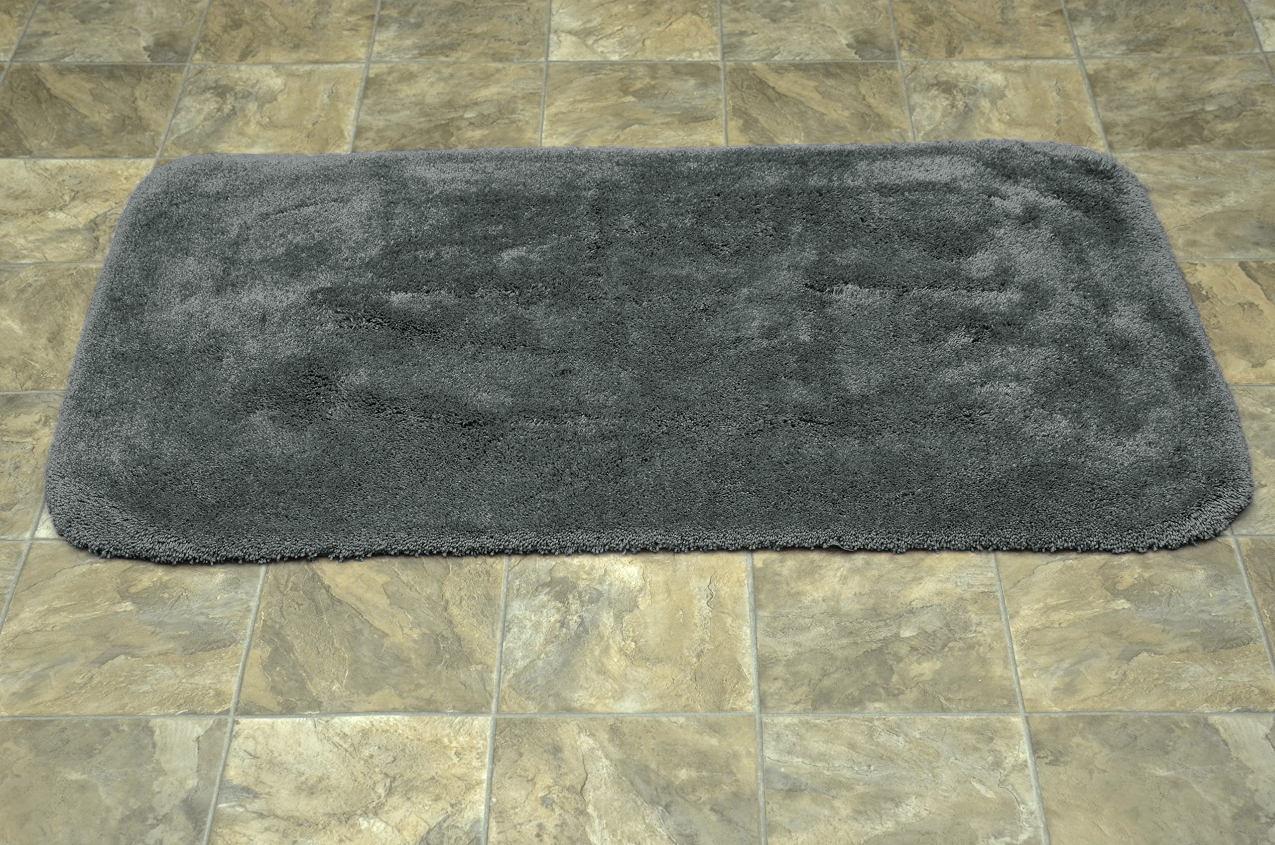 Luxury Ultra Plush Washable Bath Rug 30x50 Inches - Soft, Fluffy, Non-Slip Bath Mat for Bathroom, Shower & Vanity Area - Dark Gray Elegant Home Decor by Garland Rug