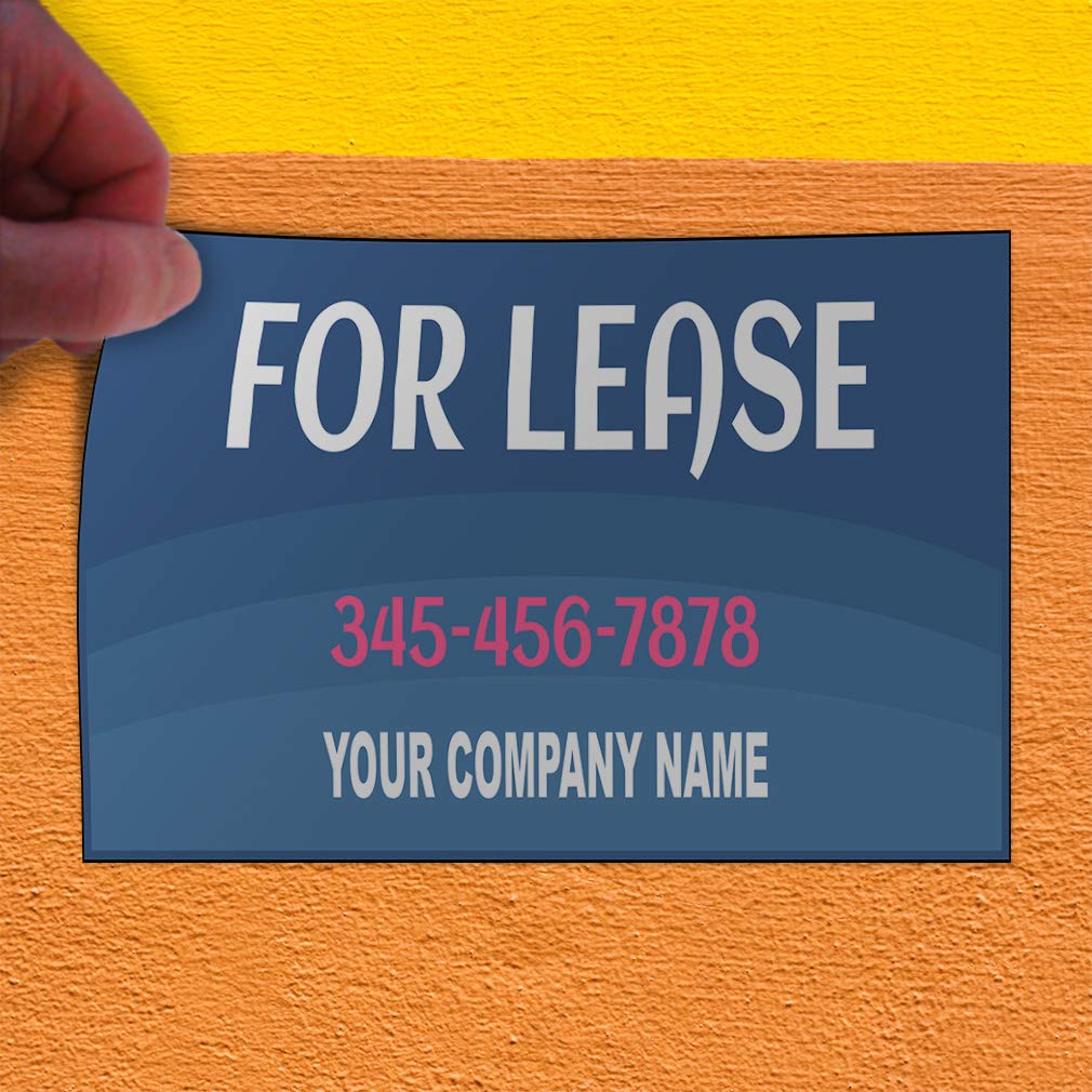 Custom Vinyl Door Decals for Business - 28x20 Inches Lease Signs with Phone Number & Company Name - Weatherproof Outdoor Stickers for Cars, Luggage & Bumpers - Set of 10 Blue Decals - Perfect for Storefronts, Rental Properties & Vehicle Advertising