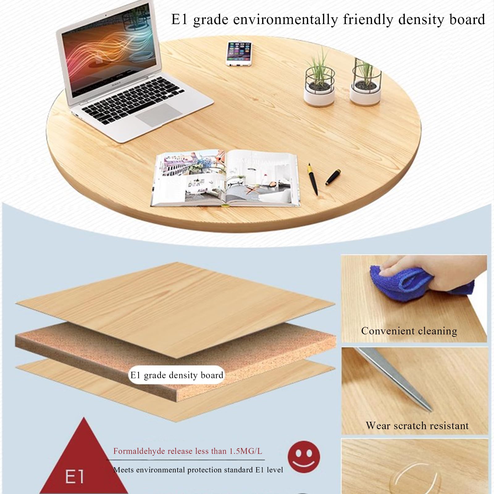 **31.5-inch Round Dining Table and 4 Chairs Set - Space-Saving Small Meeting Table for Home, Office, Cafe, Balcony & Break Room (80cm, Oak Finish)**    *Perfect for cozy dinners, productive meetings, or relaxing coffee breaks!*