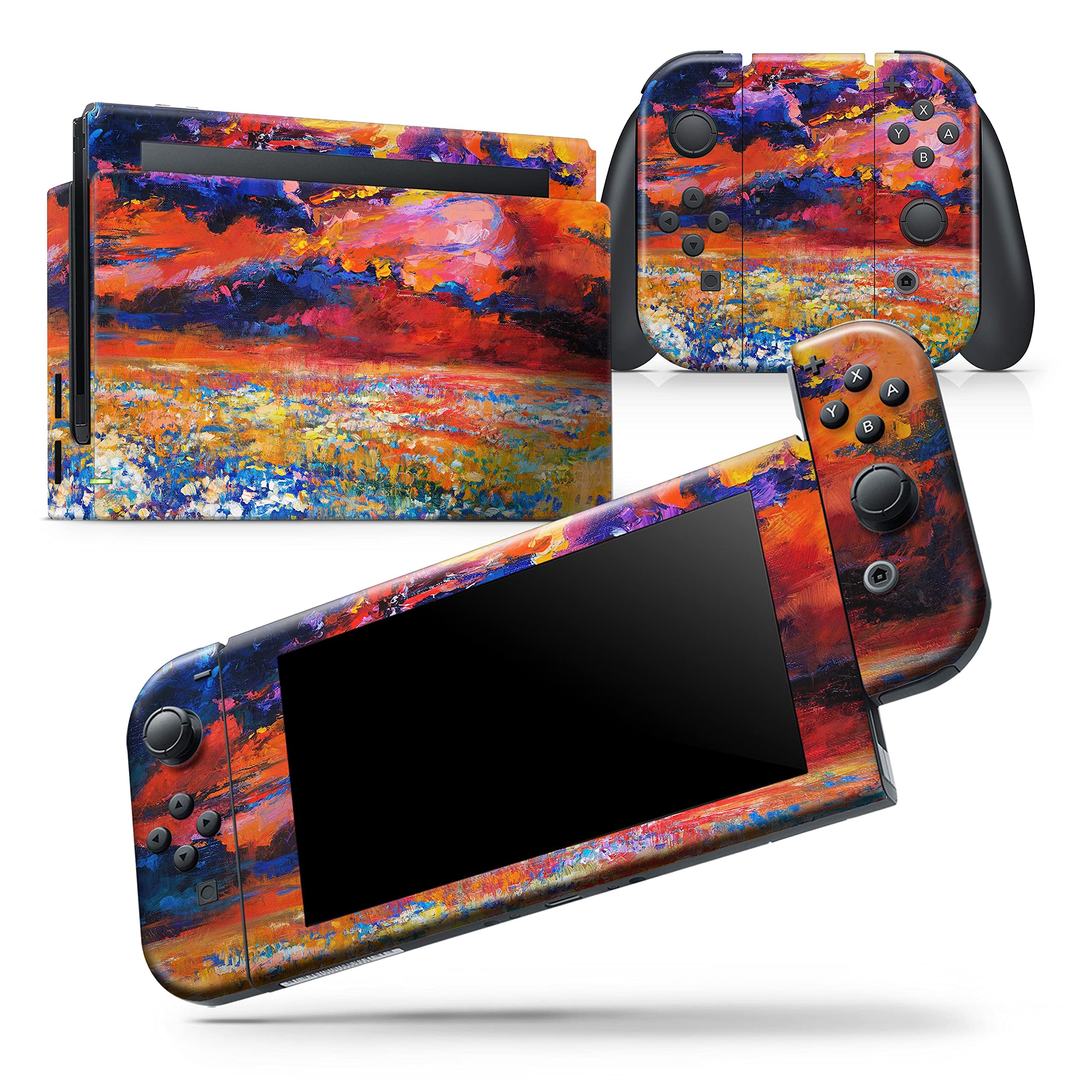 Nintendo Switch Pro Controller Skin - Scratch-Resistant Removable Vinyl Wrap Cover with Oil Painted Meadow Design - Perfect for Gaming Protection & Customization