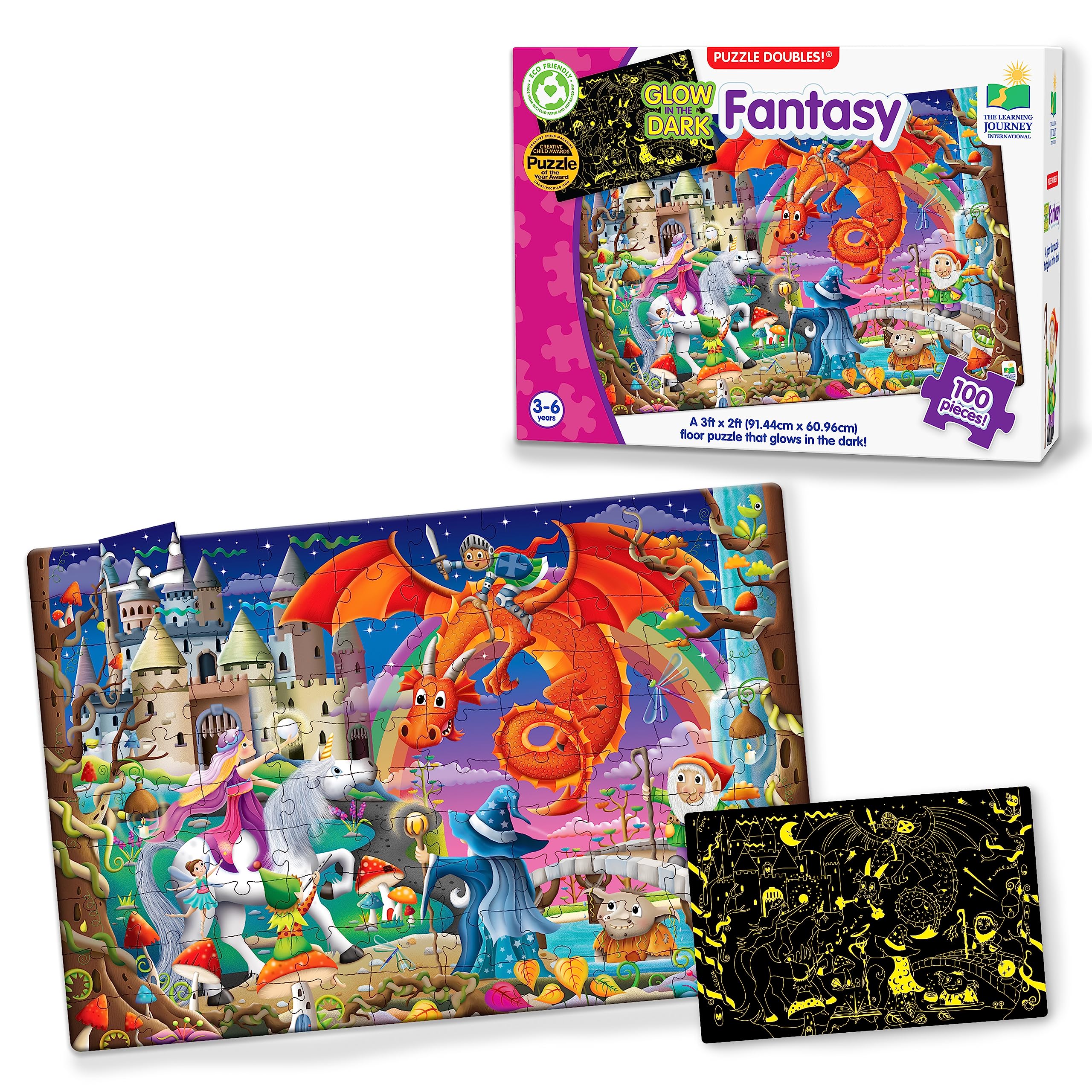 Glow in The Dark Fantasy Puzzle for Kids Ages 3+ | Award-Winning Toddler Learning Game | Perfect Birthday Gift for Boys & Girls | Fun Educational Activity for Preschoolers & Family Game Night