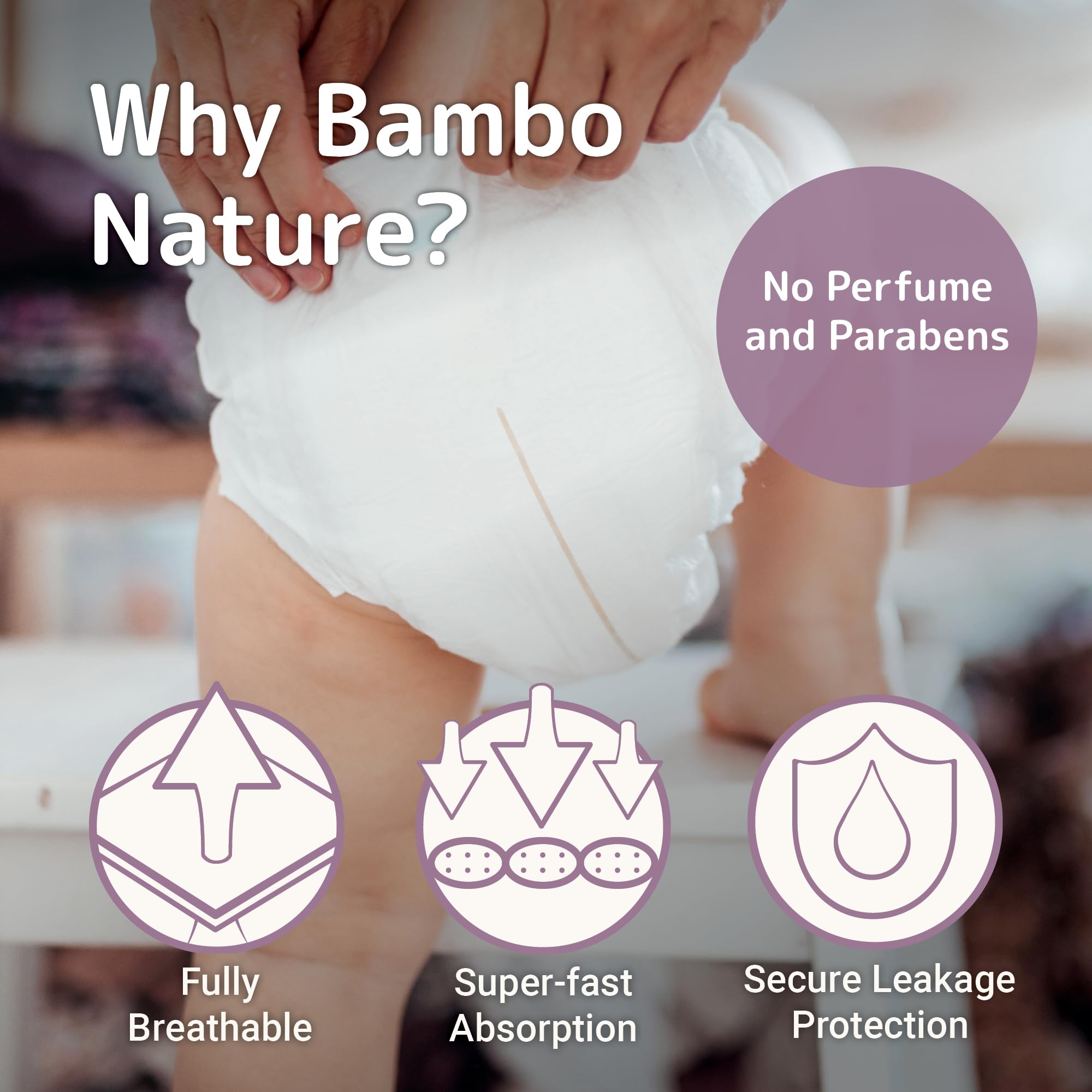 Bambo Nature Hypoallergenic Baby Diapers Size 2 (384 Count) - Eco-Friendly, Chlorine-Free, Super Absorbent & Leak-Proof for Sensitive Skin | Ideal for Overnight Use, Daycare & Travel